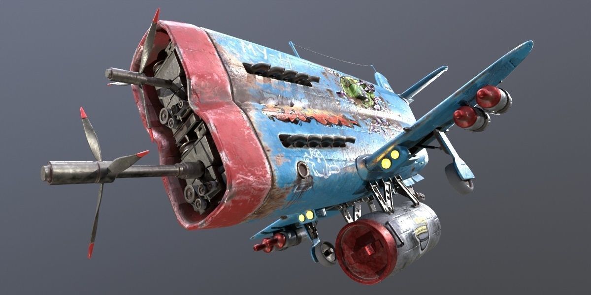 Set of stylized realistic airplanes Low-poly 3D model_28