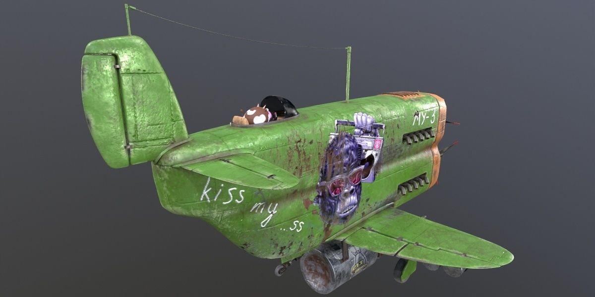 Set of stylized realistic airplanes Low-poly 3D model_19