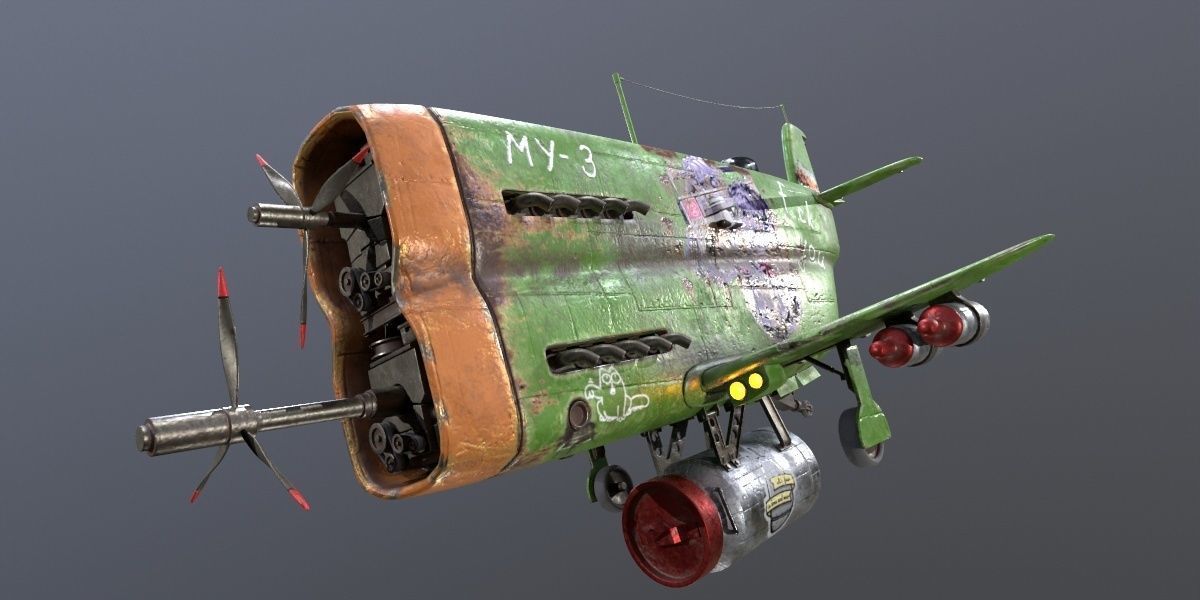 Set of stylized realistic airplanes Low-poly 3D model_22