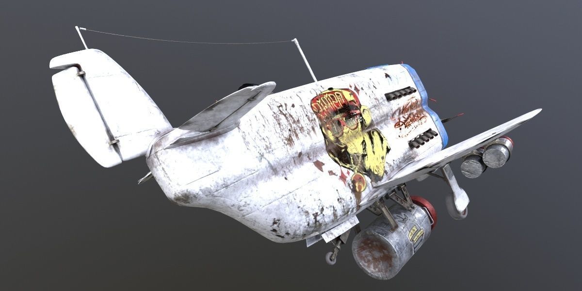 Set of stylized realistic airplanes Low-poly 3D model_37