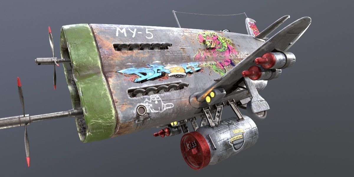 Set of stylized realistic airplanes Low-poly 3D model_30