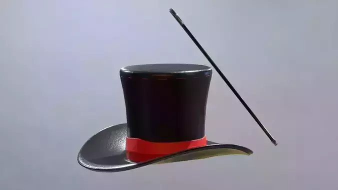 3D Magician Hat with Magic Wand for Clothing