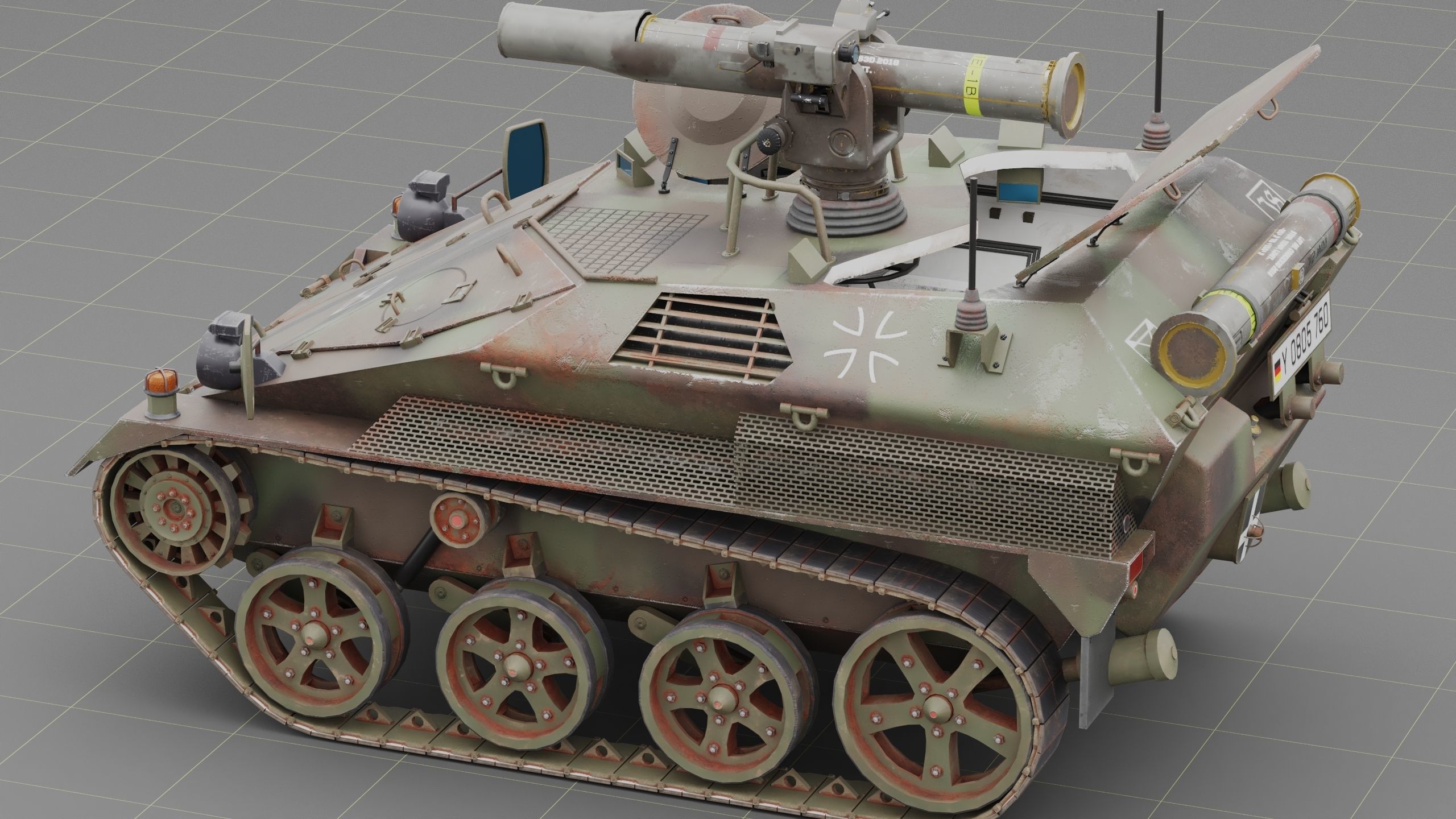German Wiesel Tank with Tow Missile System and interiors Low-poly 3D model_12
