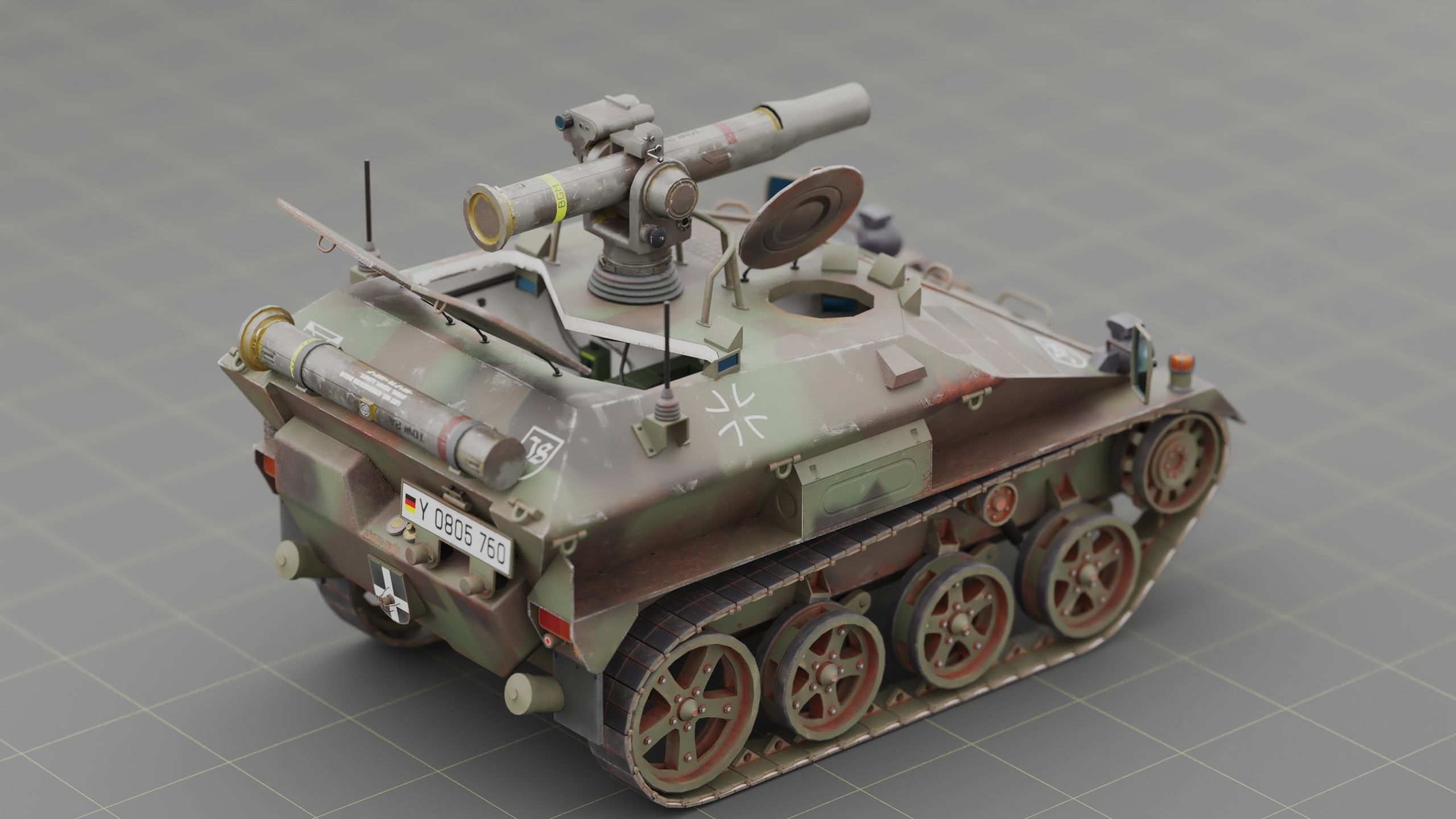 German Wiesel Tank with Tow Missile System and interiors Low-poly 3D model_2