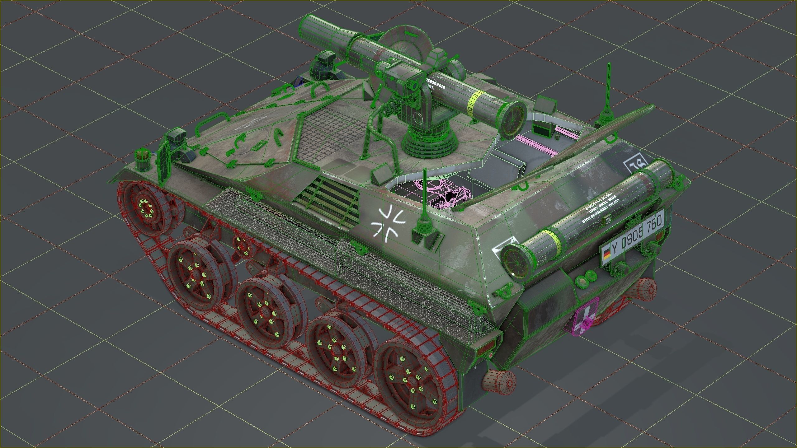 German Wiesel Tank with Tow Missile System and interiors Low-poly 3D model_48