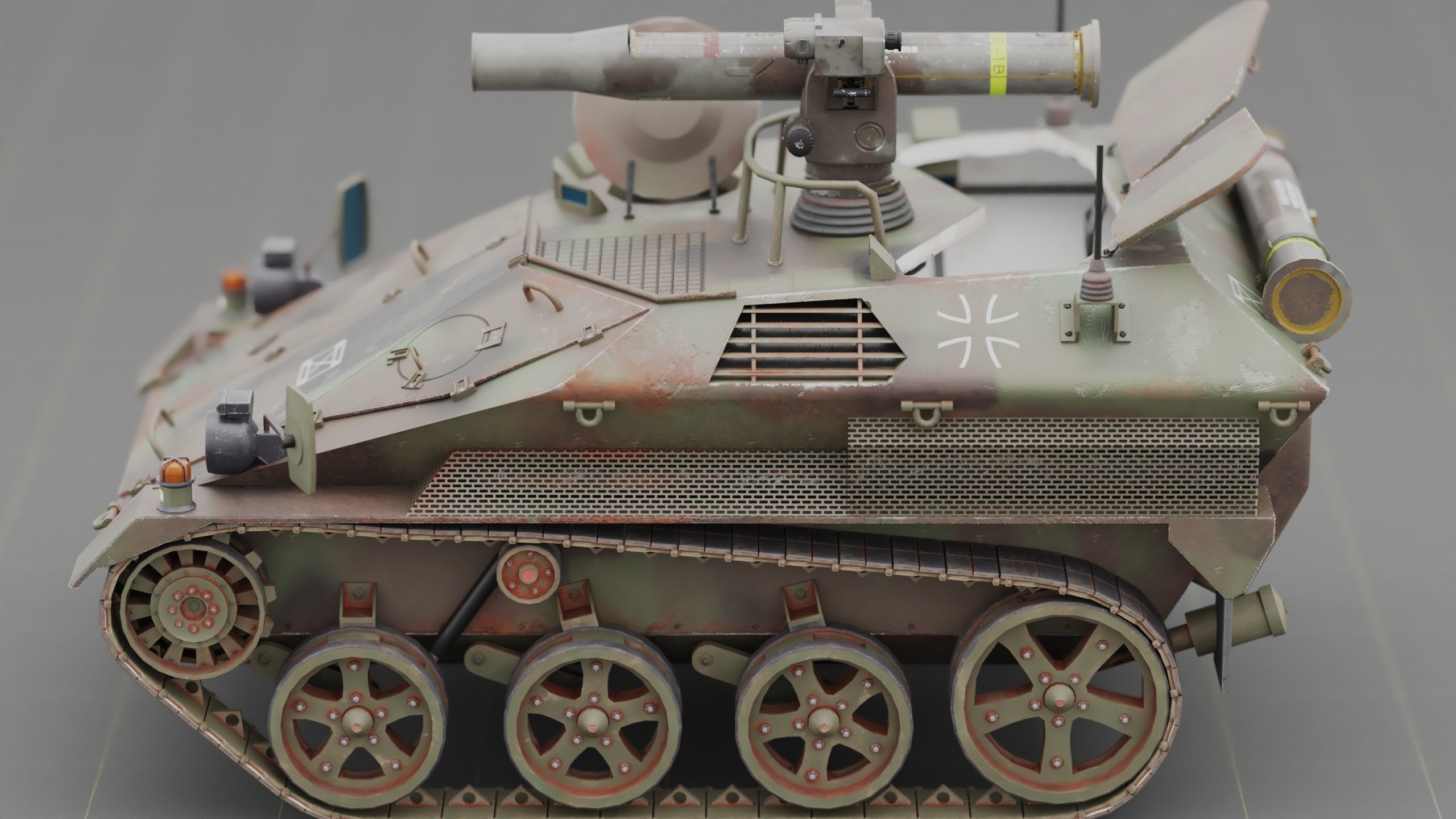 German Wiesel Tank with Tow Missile System and interiors Low-poly 3D model_6