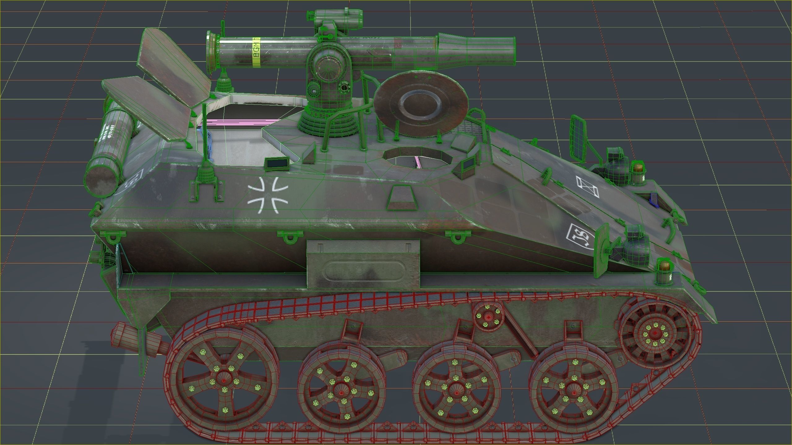 German Wiesel Tank with Tow Missile System and interiors Low-poly 3D model_30