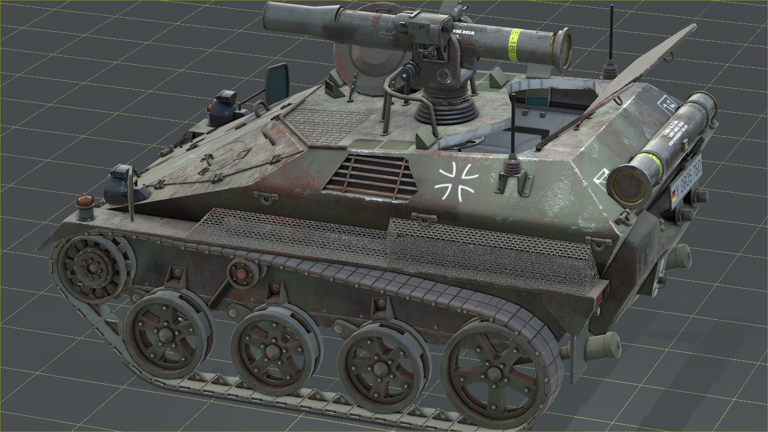 German Wiesel Tank with Tow Missile System and interiors Low-poly 3D model_50