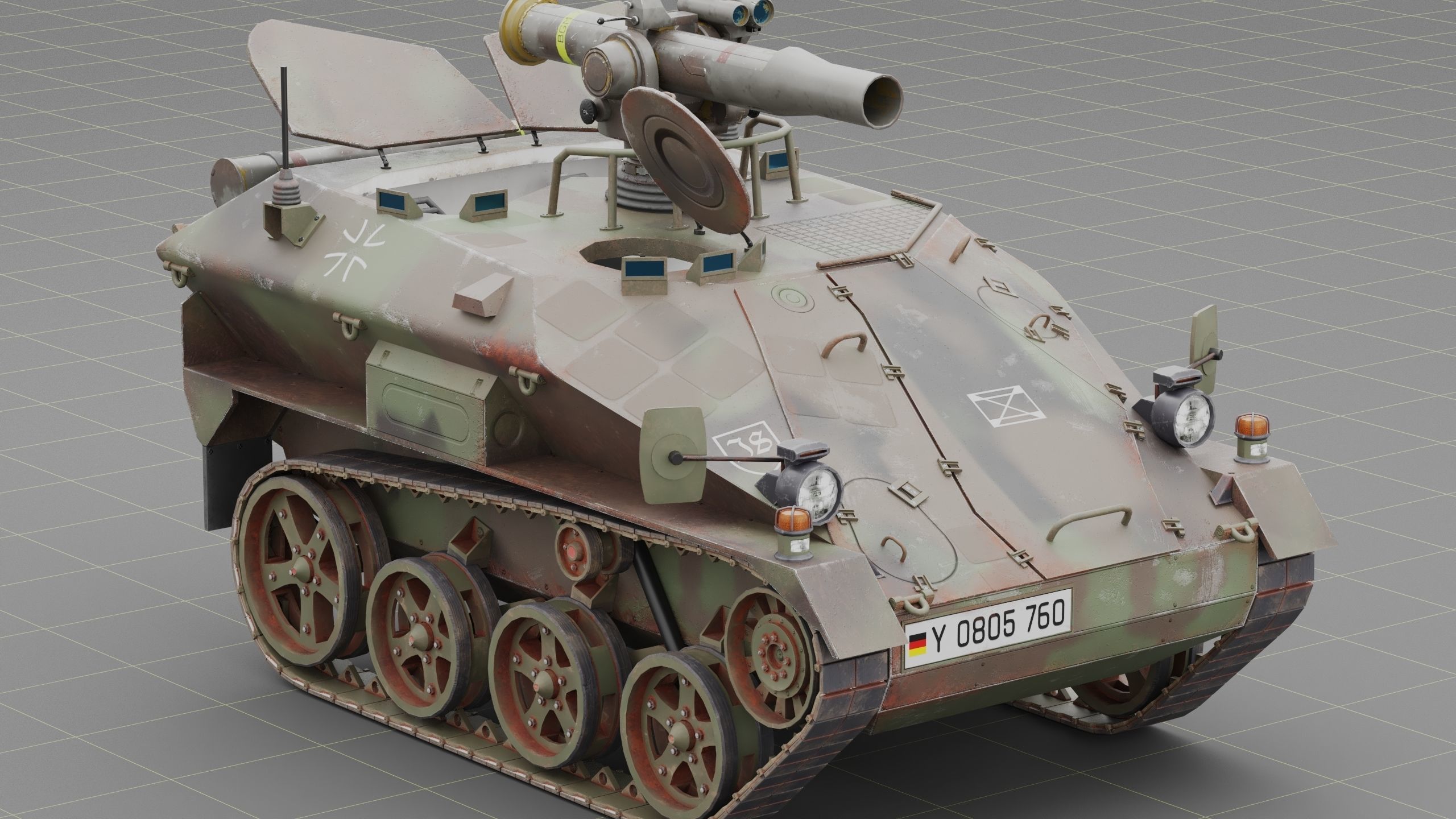 German Wiesel Tank with Tow Missile System and interiors Low-poly 3D model_10