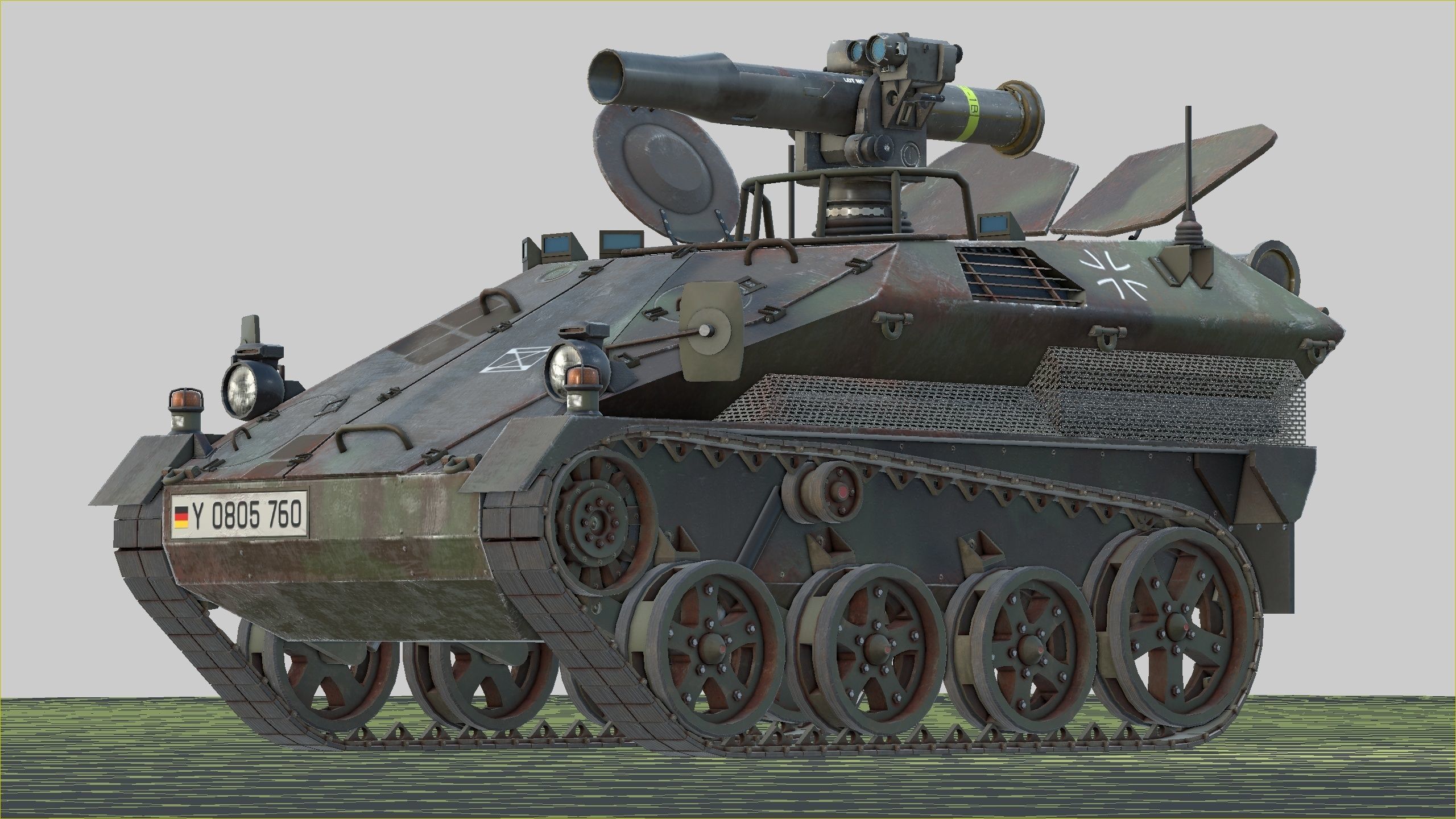 German Wiesel Tank with Tow Missile System and interiors Low-poly 3D model_35