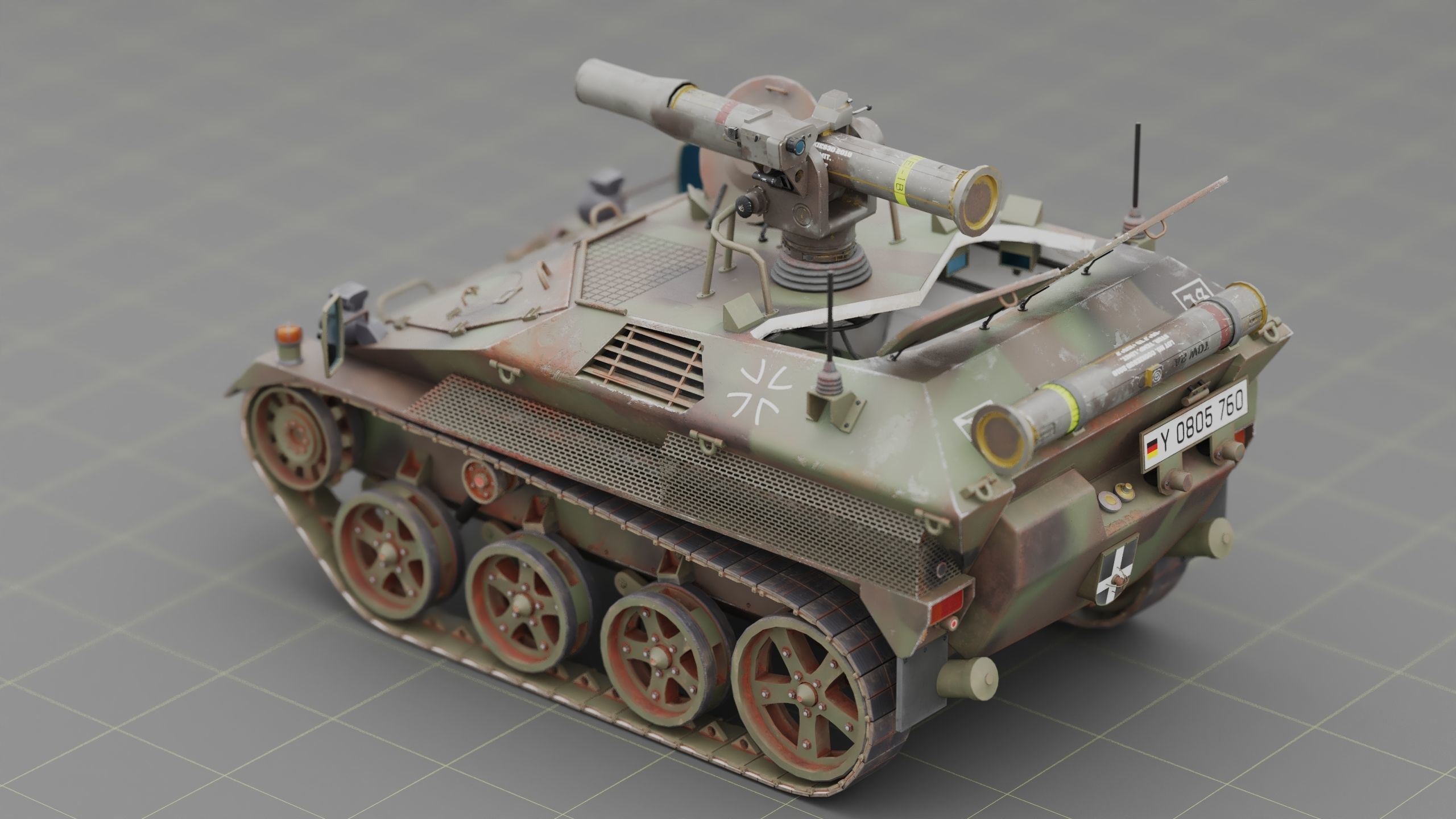 German Wiesel Tank with Tow Missile System and interiors Low-poly 3D model_1