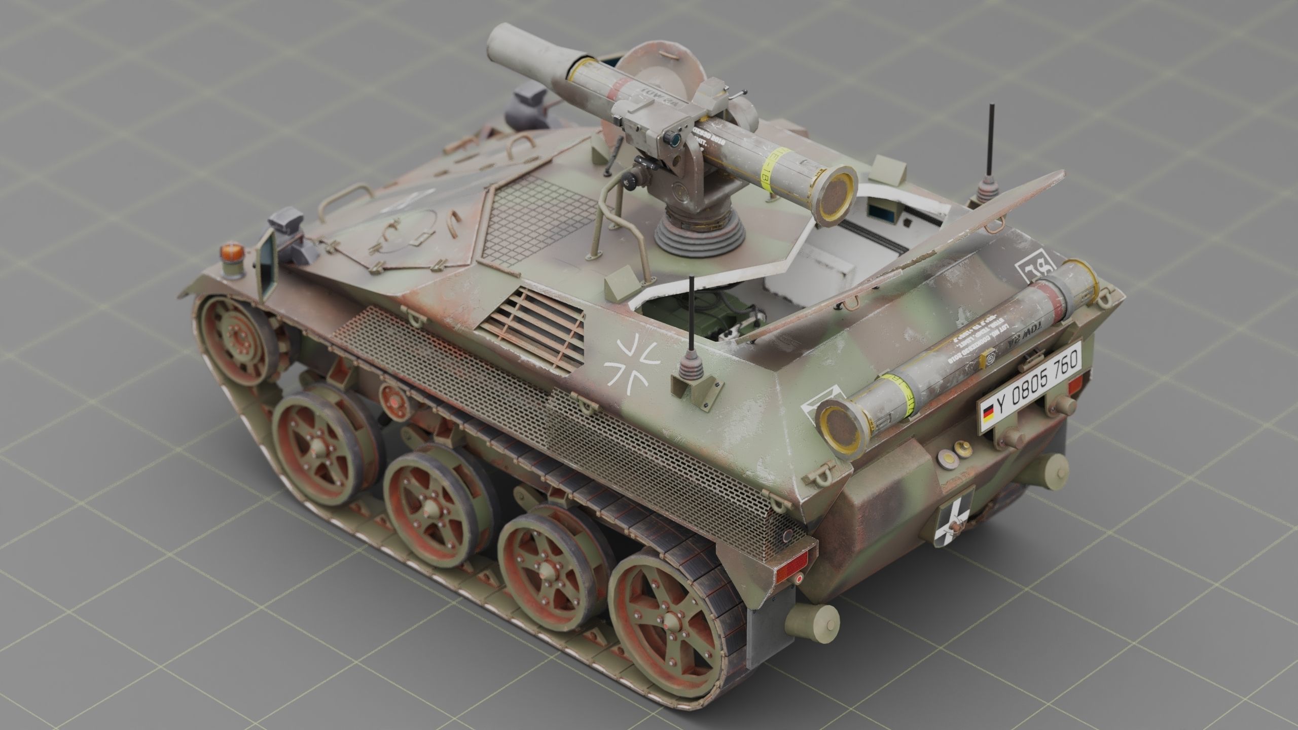 German Wiesel Tank with Tow Missile System and interiors Low-poly 3D model_11