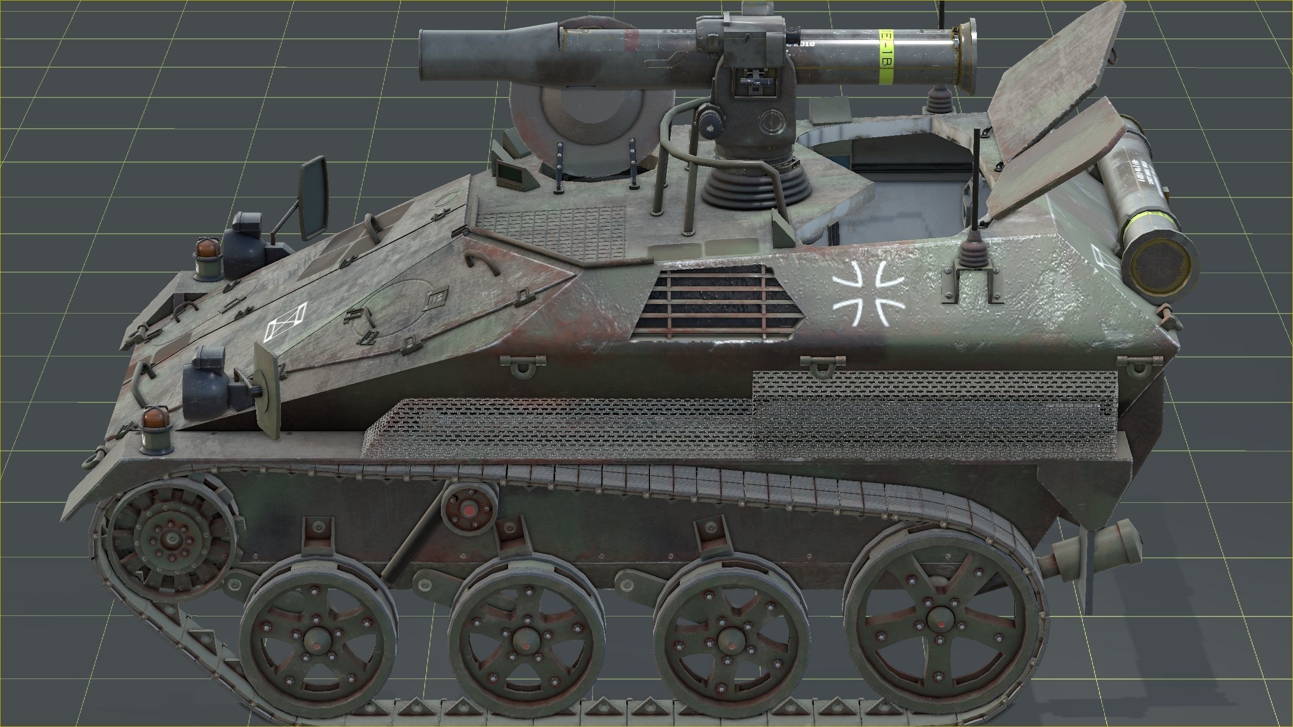 German Wiesel Tank with Tow Missile System and interiors Low-poly 3D model_32
