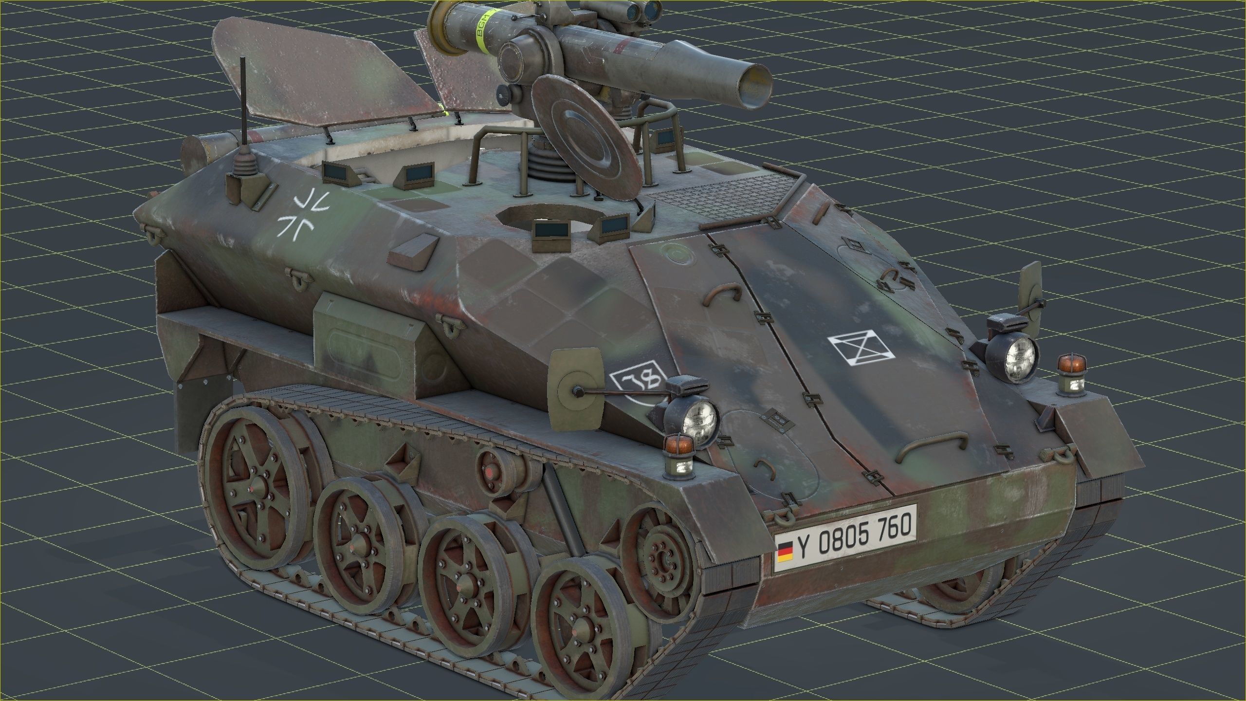 German Wiesel Tank with Tow Missile System and interiors Low-poly 3D model_44