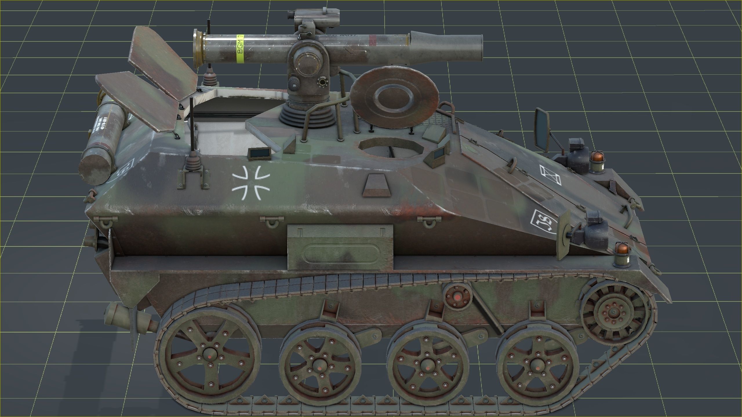 German Wiesel Tank with Tow Missile System and interiors Low-poly 3D model_29