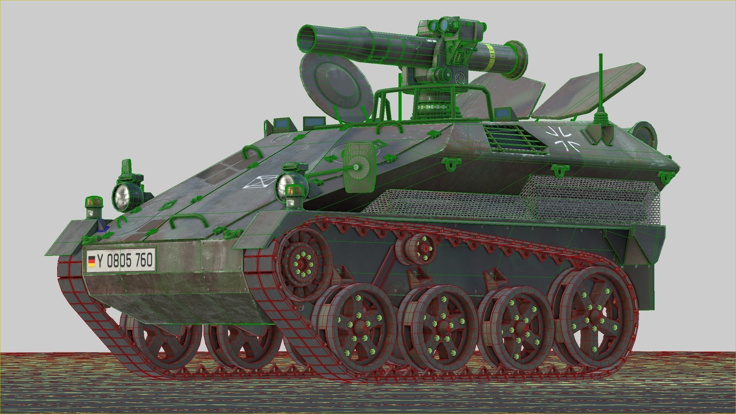 German Wiesel Tank with Tow Missile System and interiors Low-poly 3D model_36
