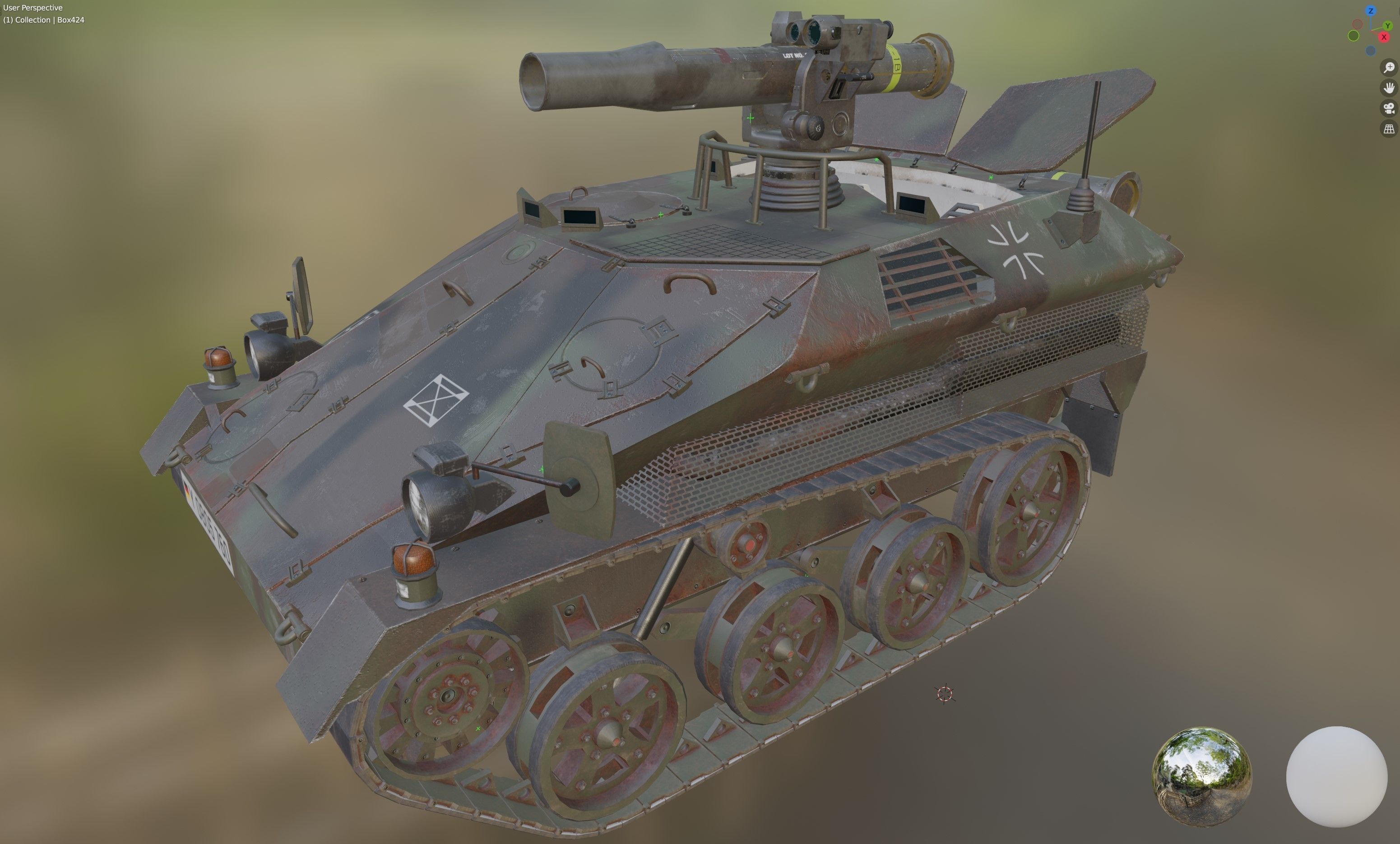 German Wiesel Tank with Tow Missile System and interiors Low-poly 3D model_14