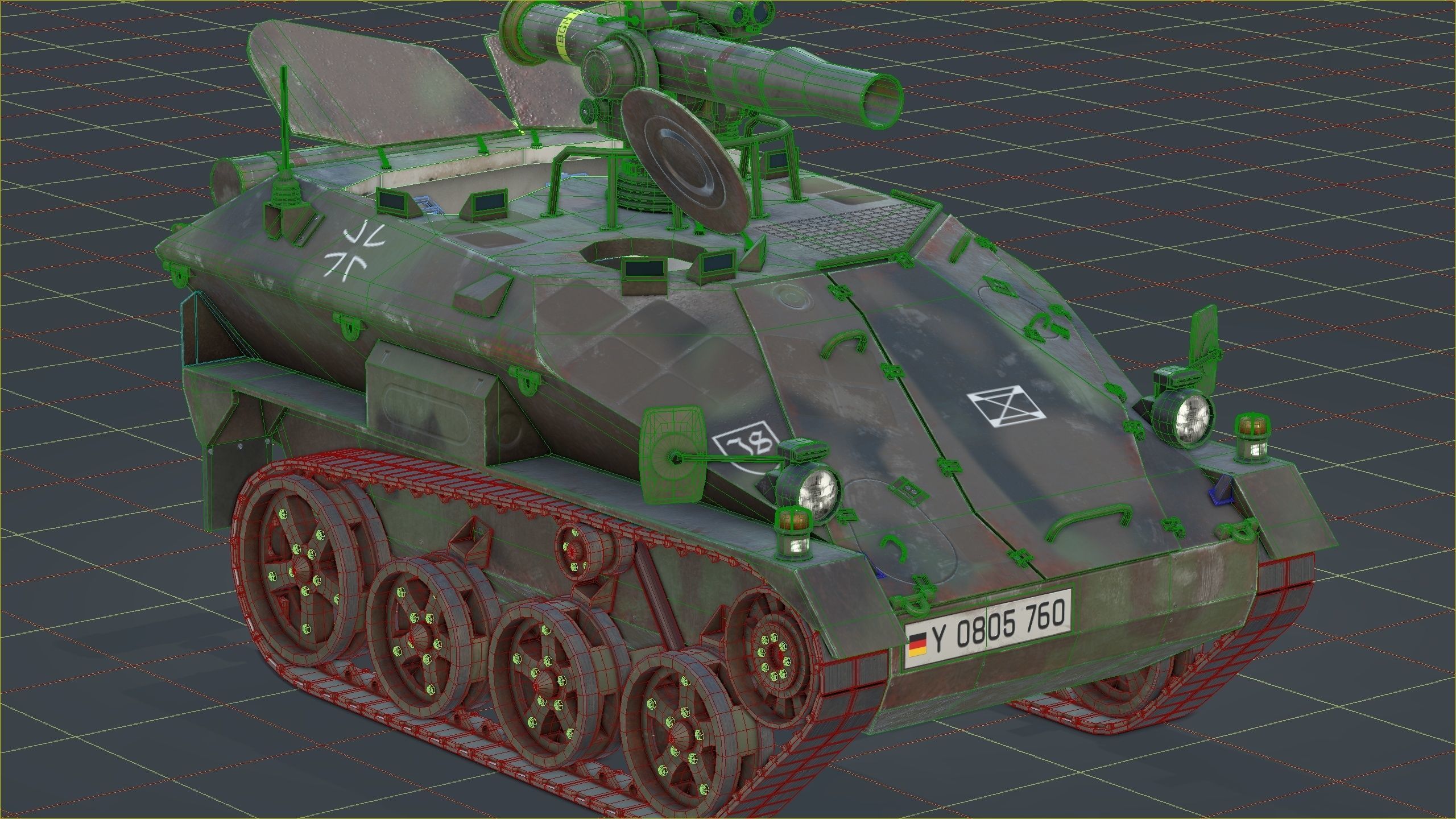 German Wiesel Tank with Tow Missile System and interiors Low-poly 3D model_45