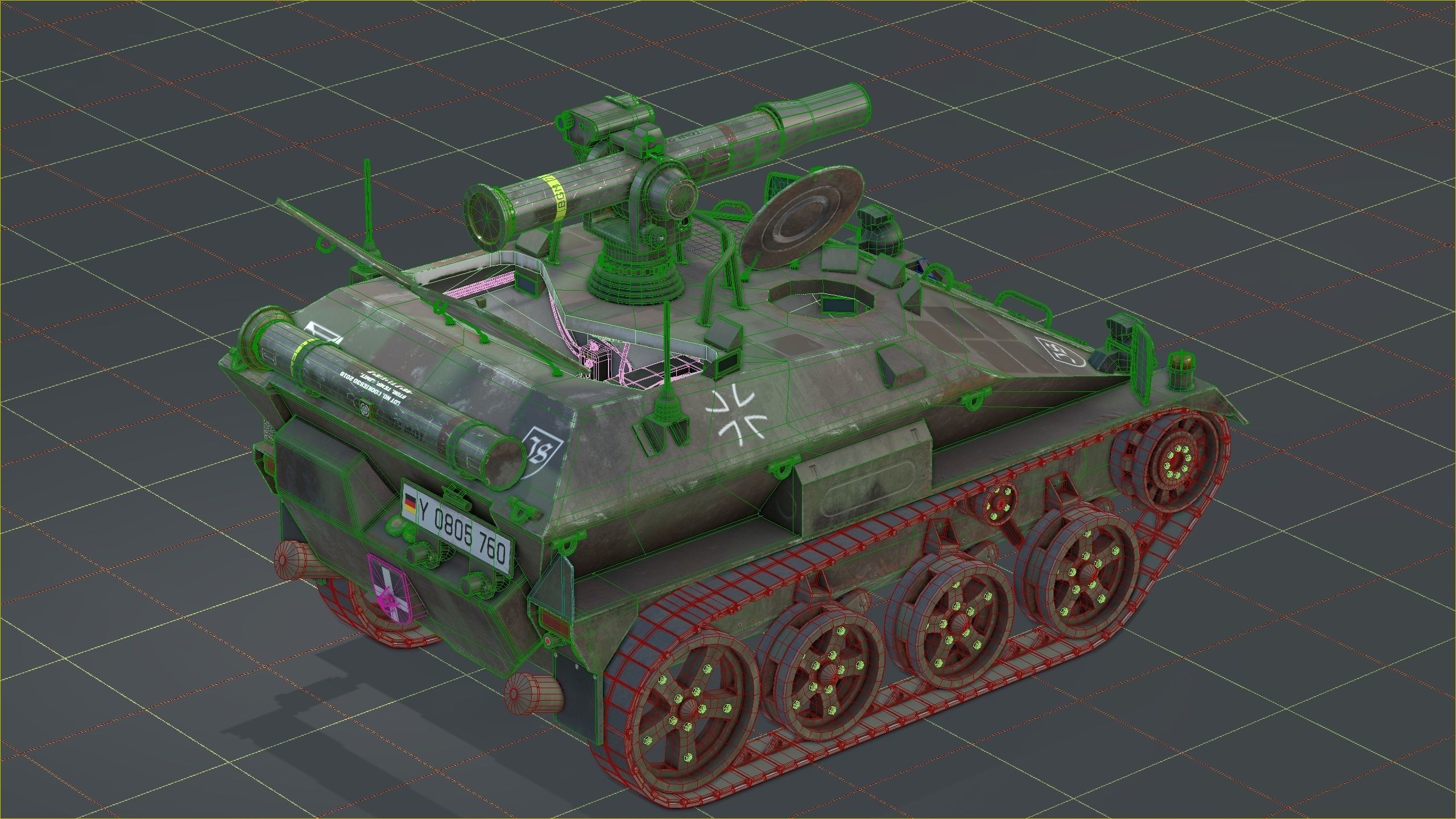 German Wiesel Tank with Tow Missile System and interiors Low-poly 3D model_18