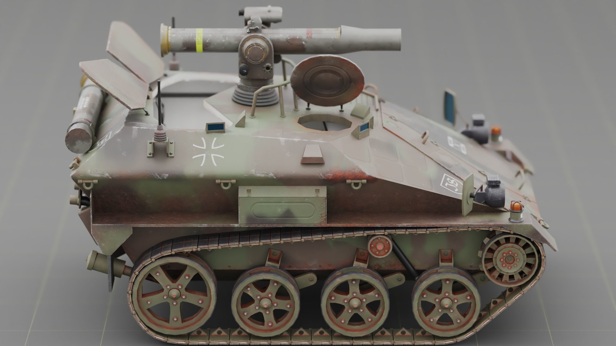 German Wiesel Tank with Tow Missile System and interiors Low-poly 3D model_5