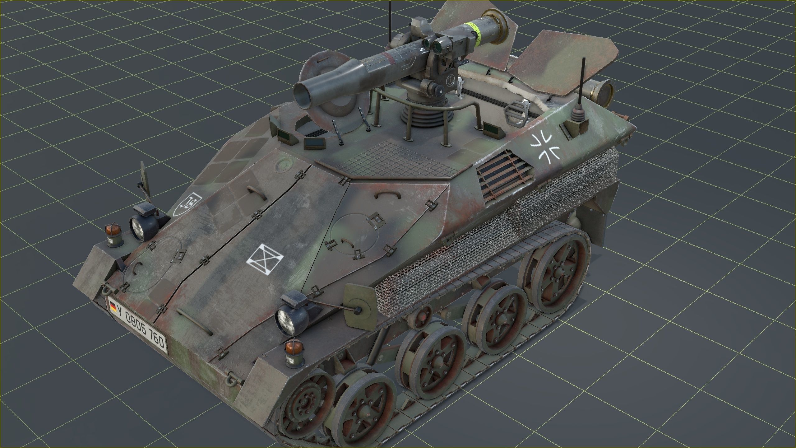 German Wiesel Tank with Tow Missile System and interiors Low-poly 3D model_41