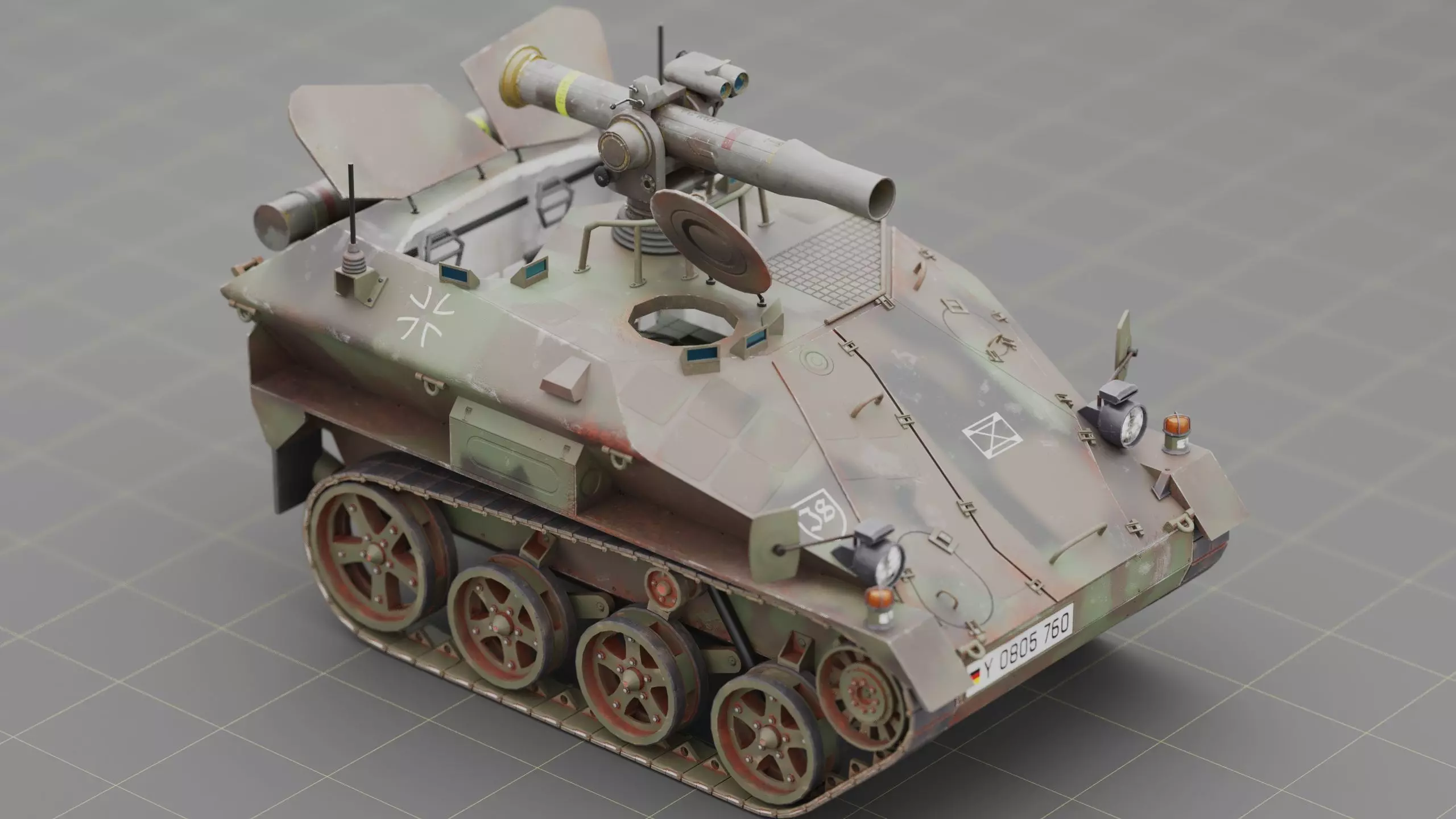 German Wiesel Tank with Tow Missile System and interiors Low-poly 3D model_0