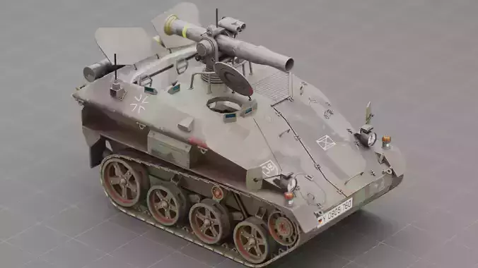 German Wiesel Tank with Tow Missile System and interiors Low-poly 3D model