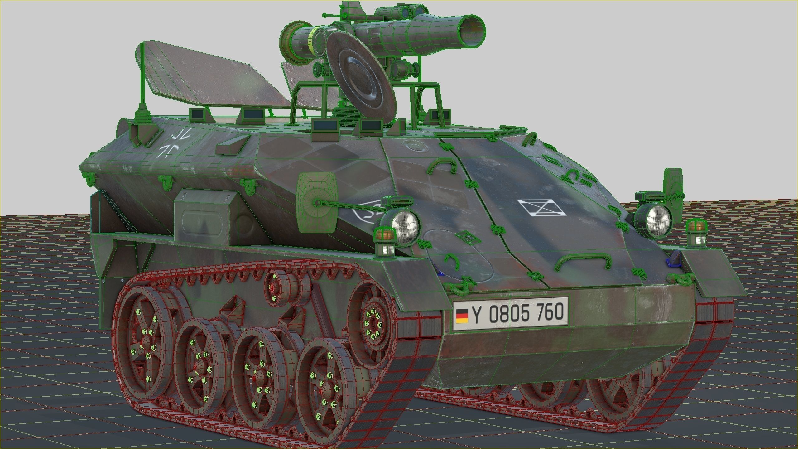 German Wiesel Tank with Tow Missile System and interiors Low-poly 3D model_39
