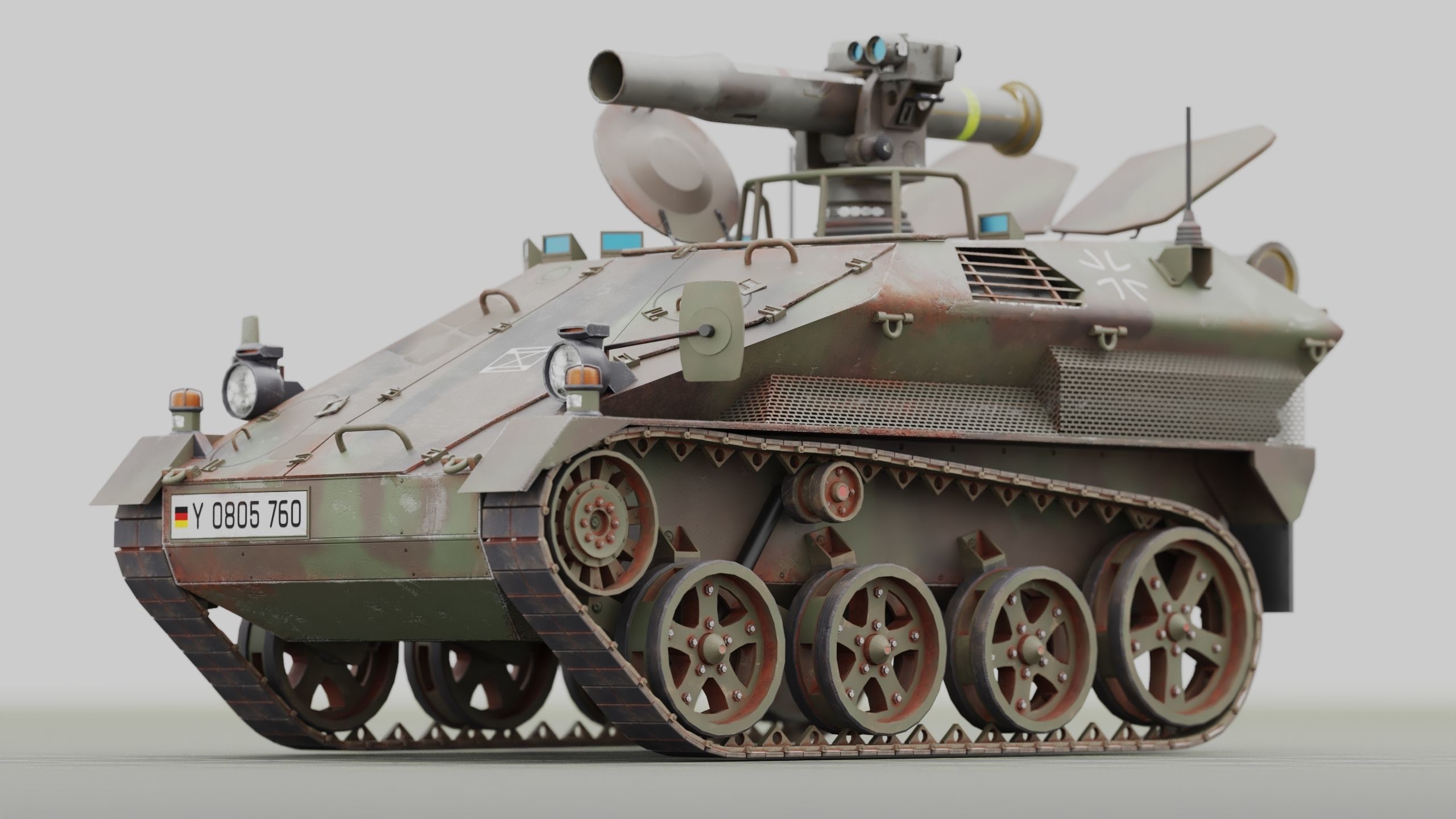 German Wiesel Tank with Tow Missile System and interiors Low-poly 3D model_7