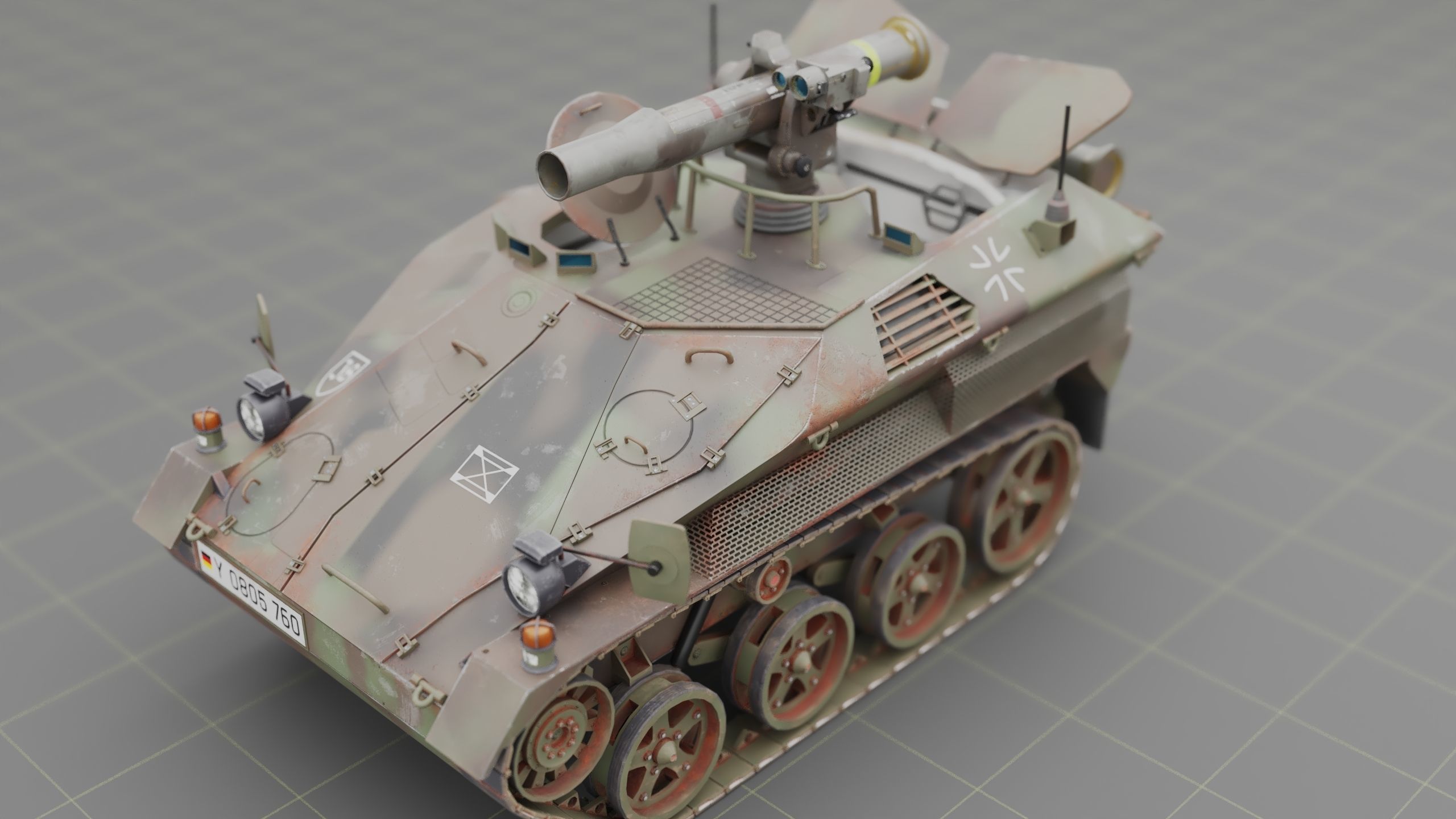 German Wiesel Tank with Tow Missile System and interiors Low-poly 3D model_9
