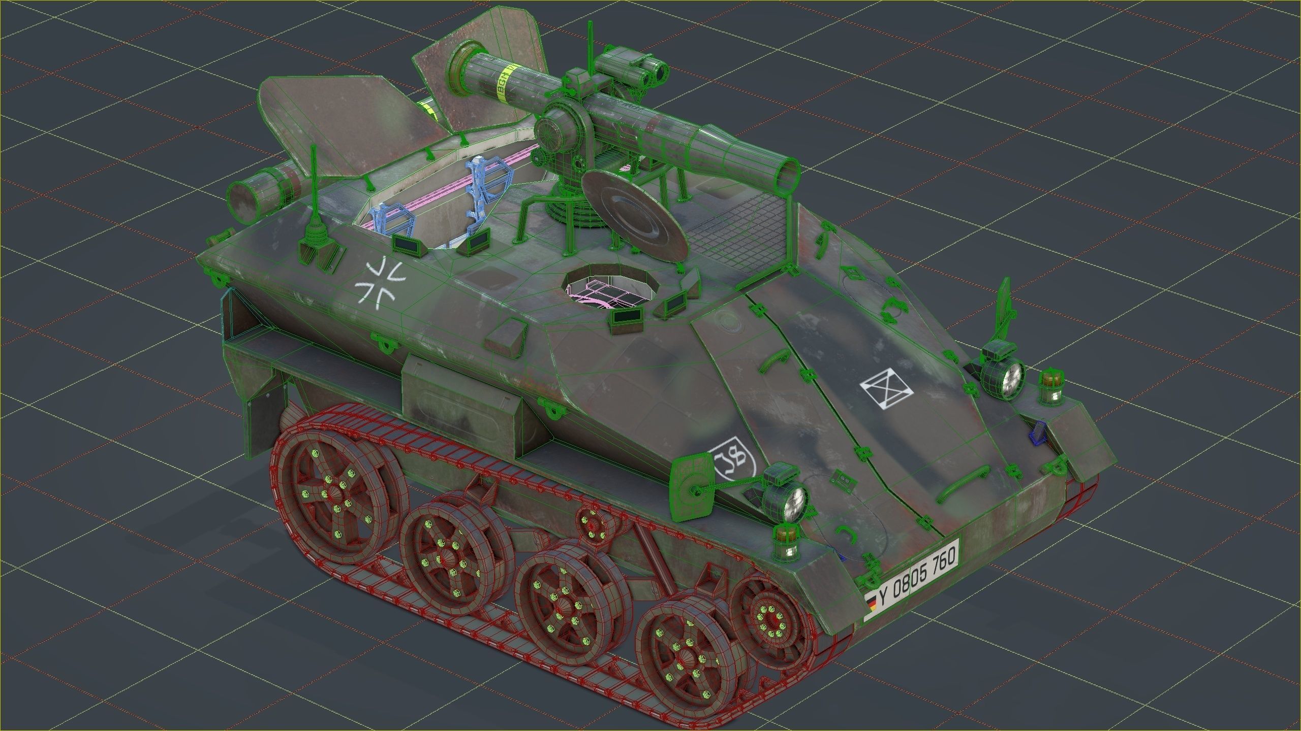 German Wiesel Tank with Tow Missile System and interiors Low-poly 3D model_21