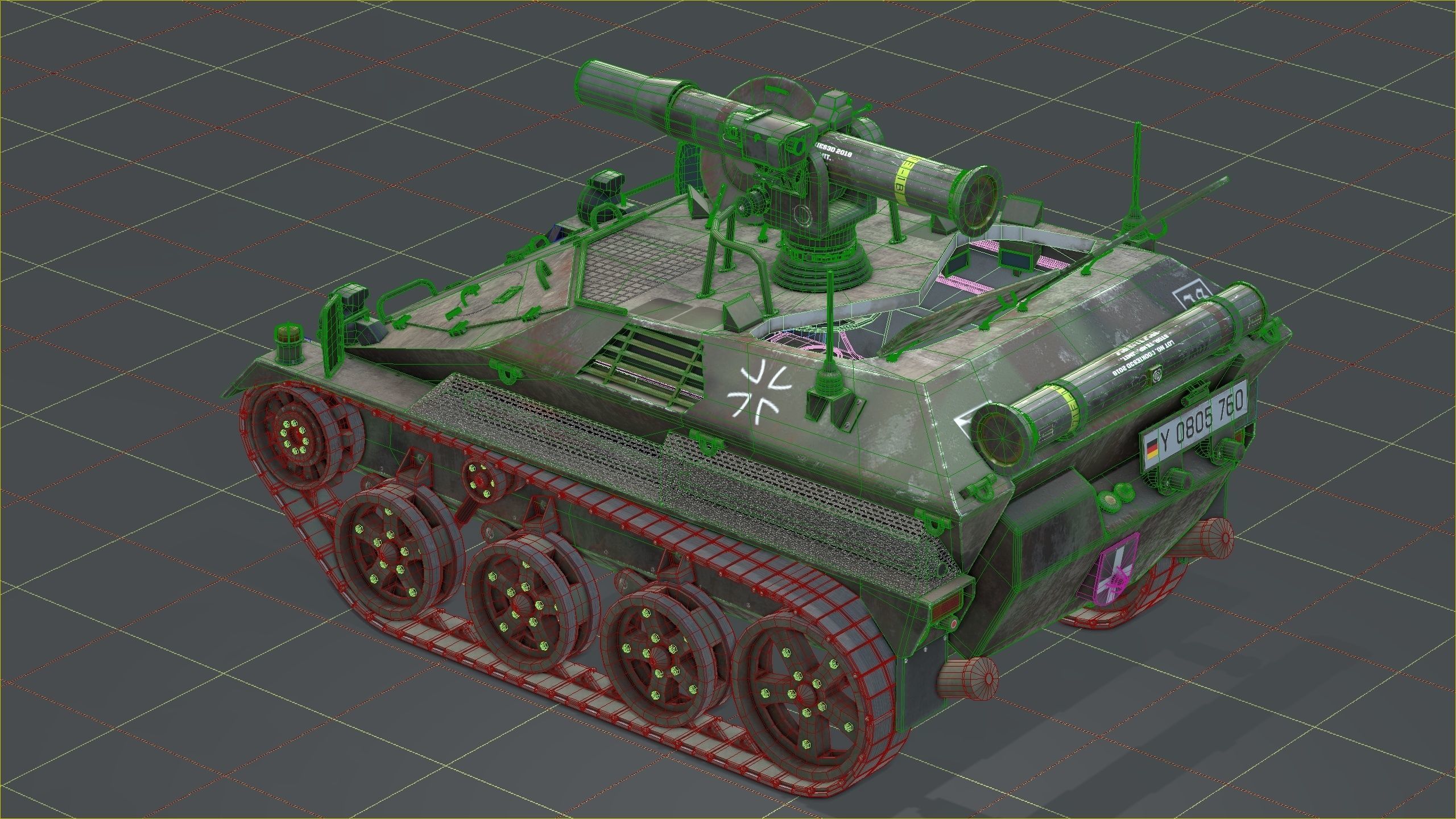 German Wiesel Tank with Tow Missile System and interiors Low-poly 3D model_15