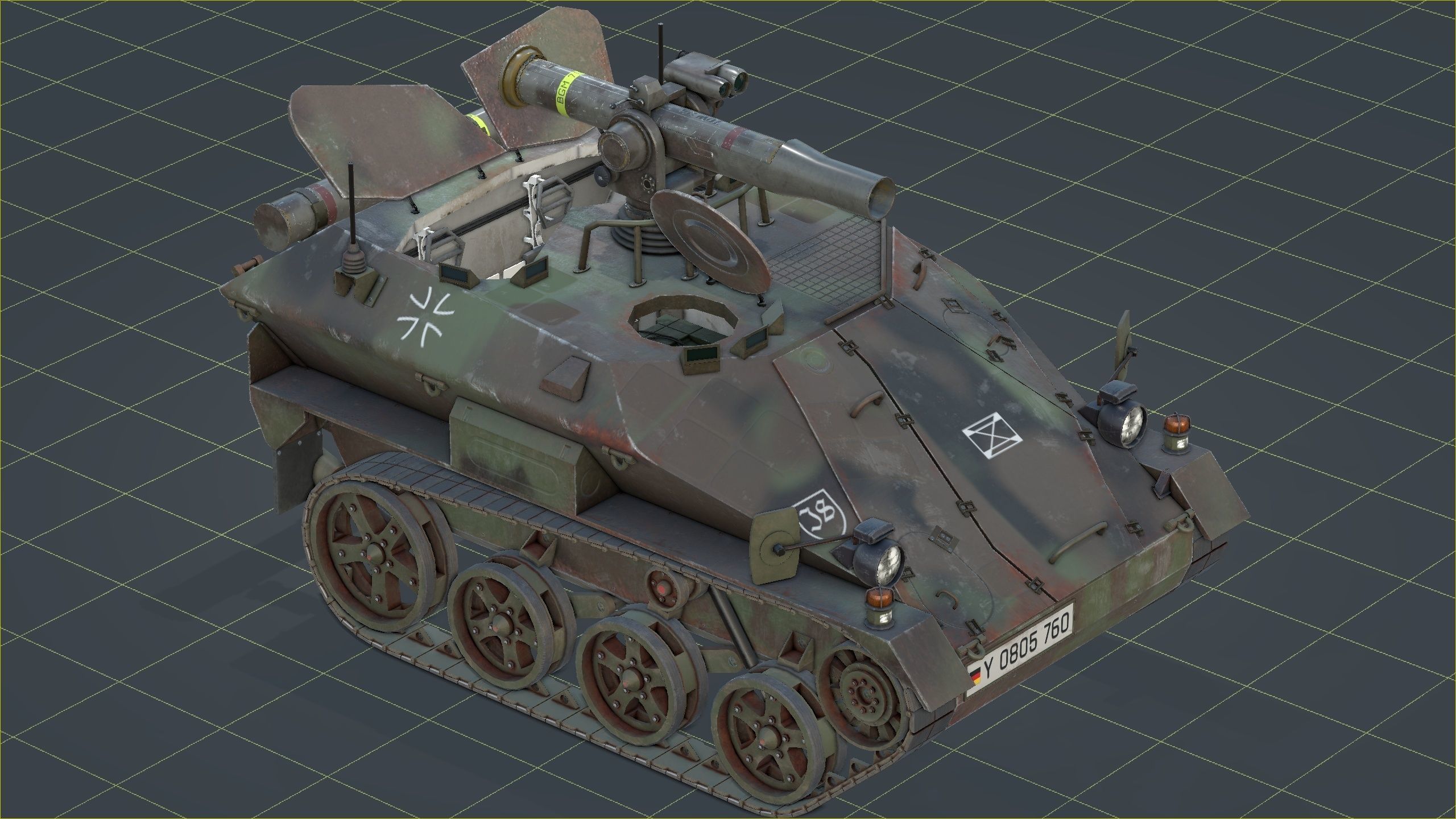 German Wiesel Tank with Tow Missile System and interiors Low-poly 3D model_20