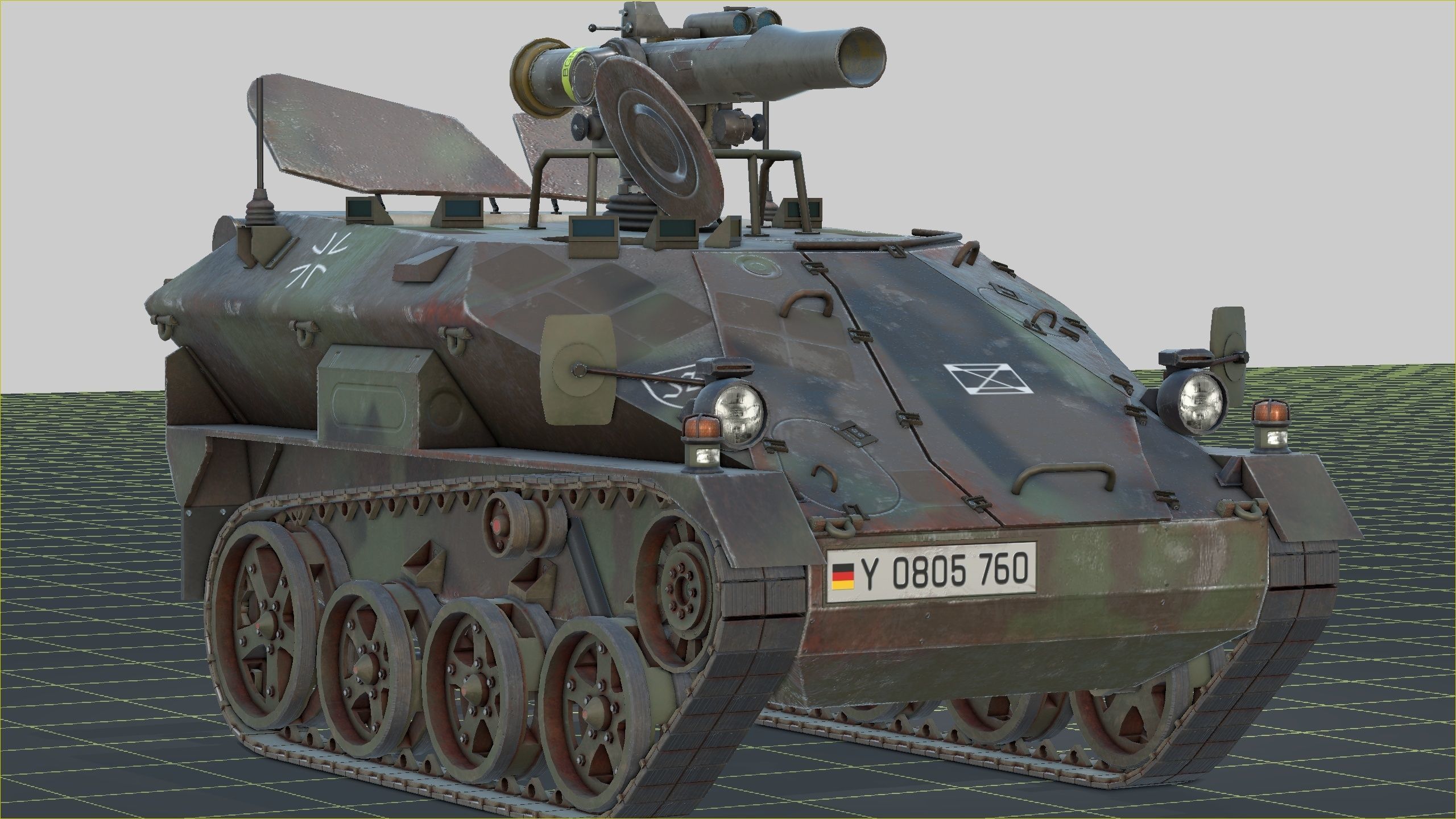 German Wiesel Tank with Tow Missile System and interiors Low-poly 3D model_38