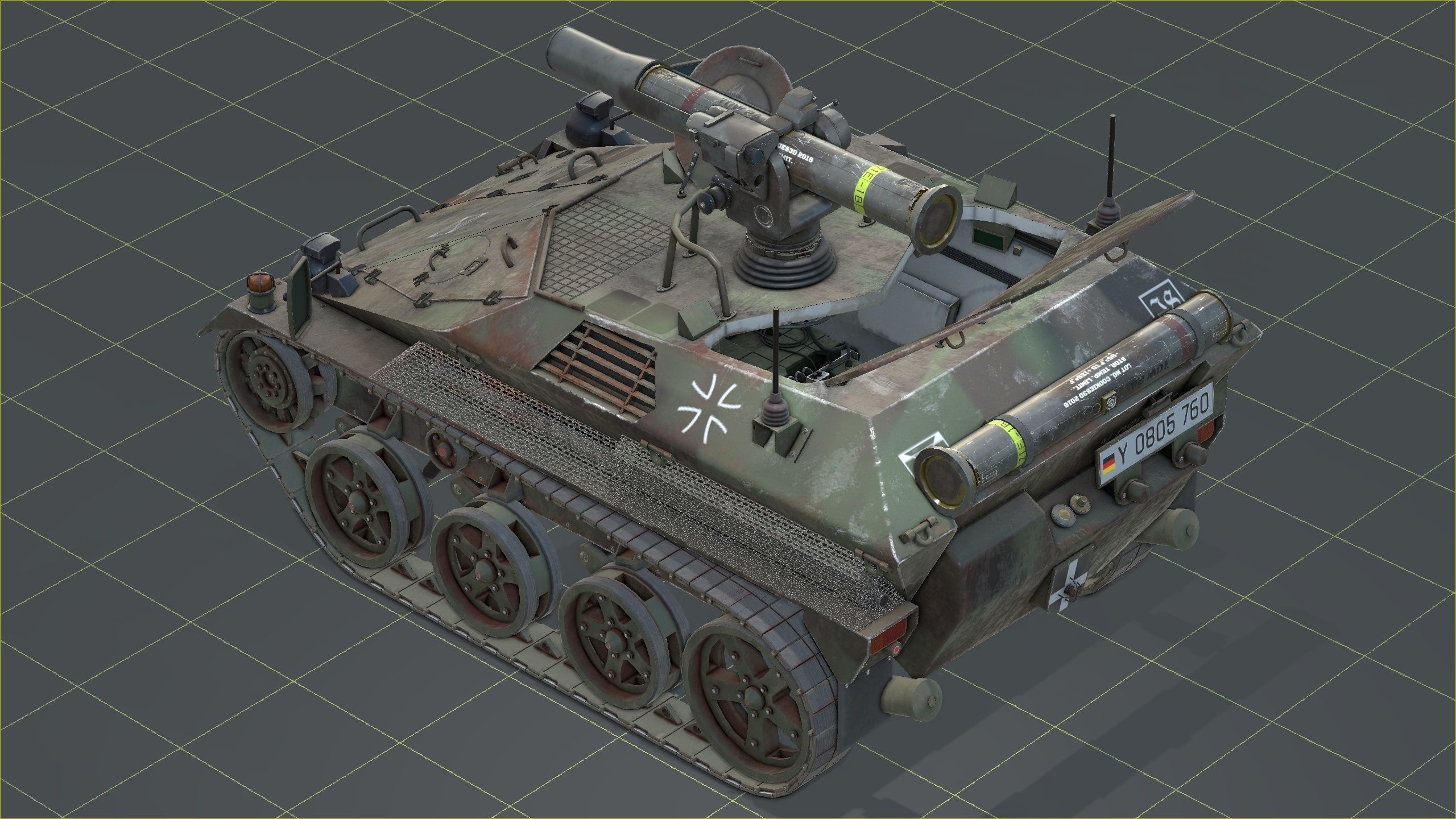German Wiesel Tank with Tow Missile System and interiors Low-poly 3D model_47