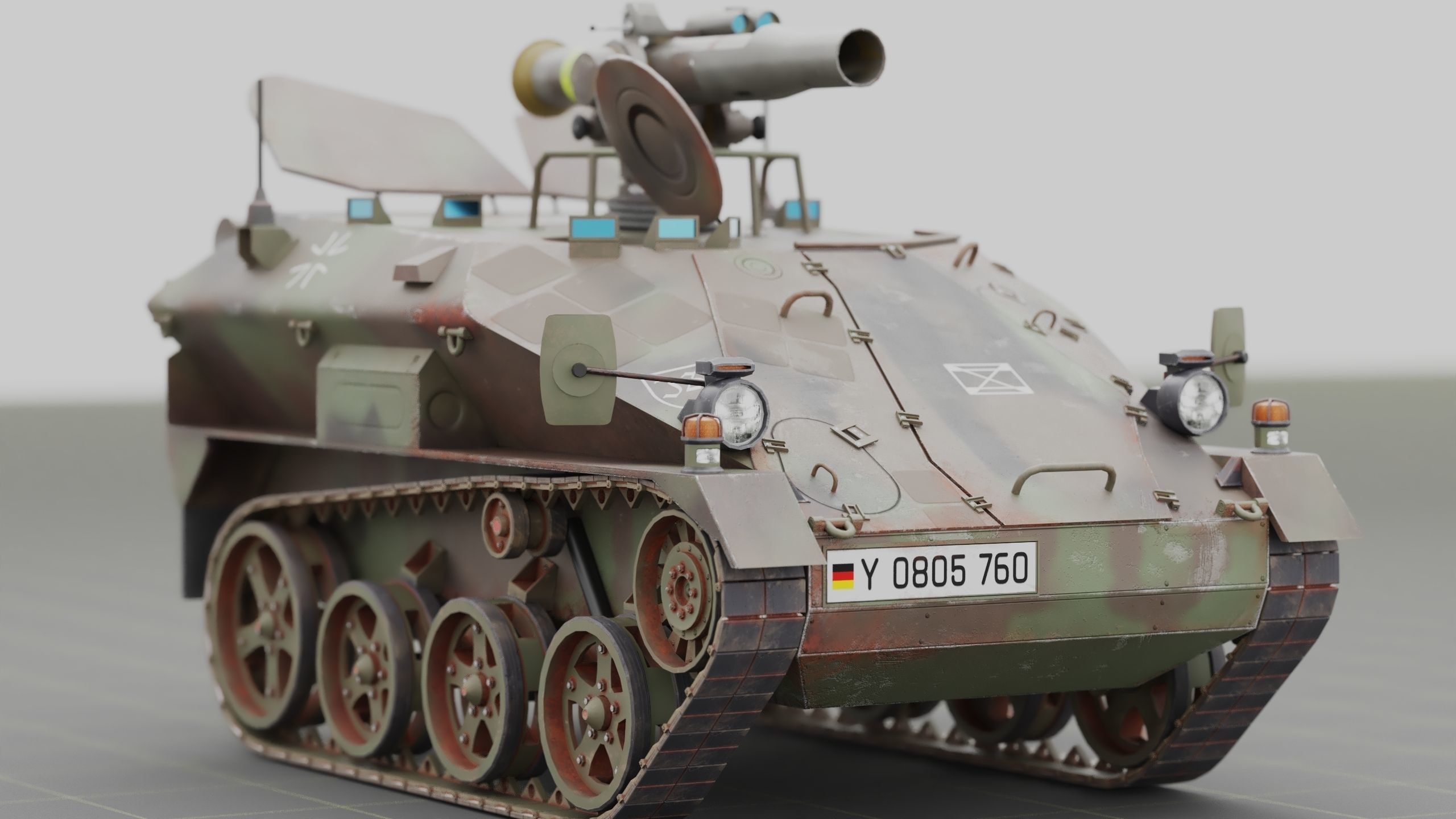 German Wiesel Tank with Tow Missile System and interiors Low-poly 3D model_8