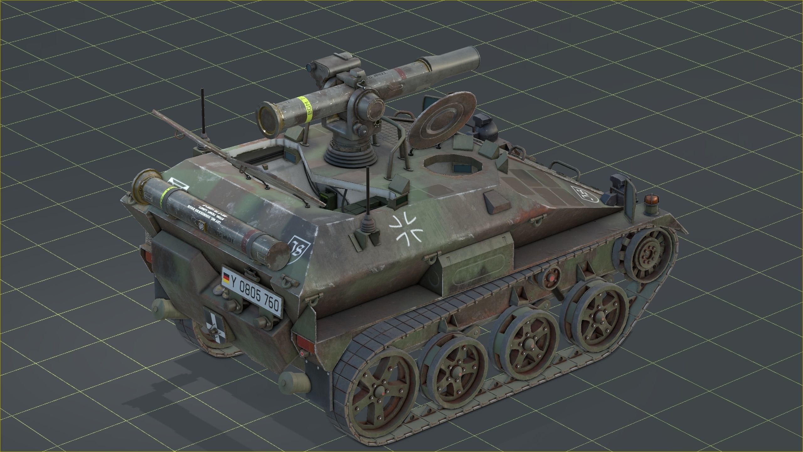 German Wiesel Tank with Tow Missile System and interiors Low-poly 3D model_17