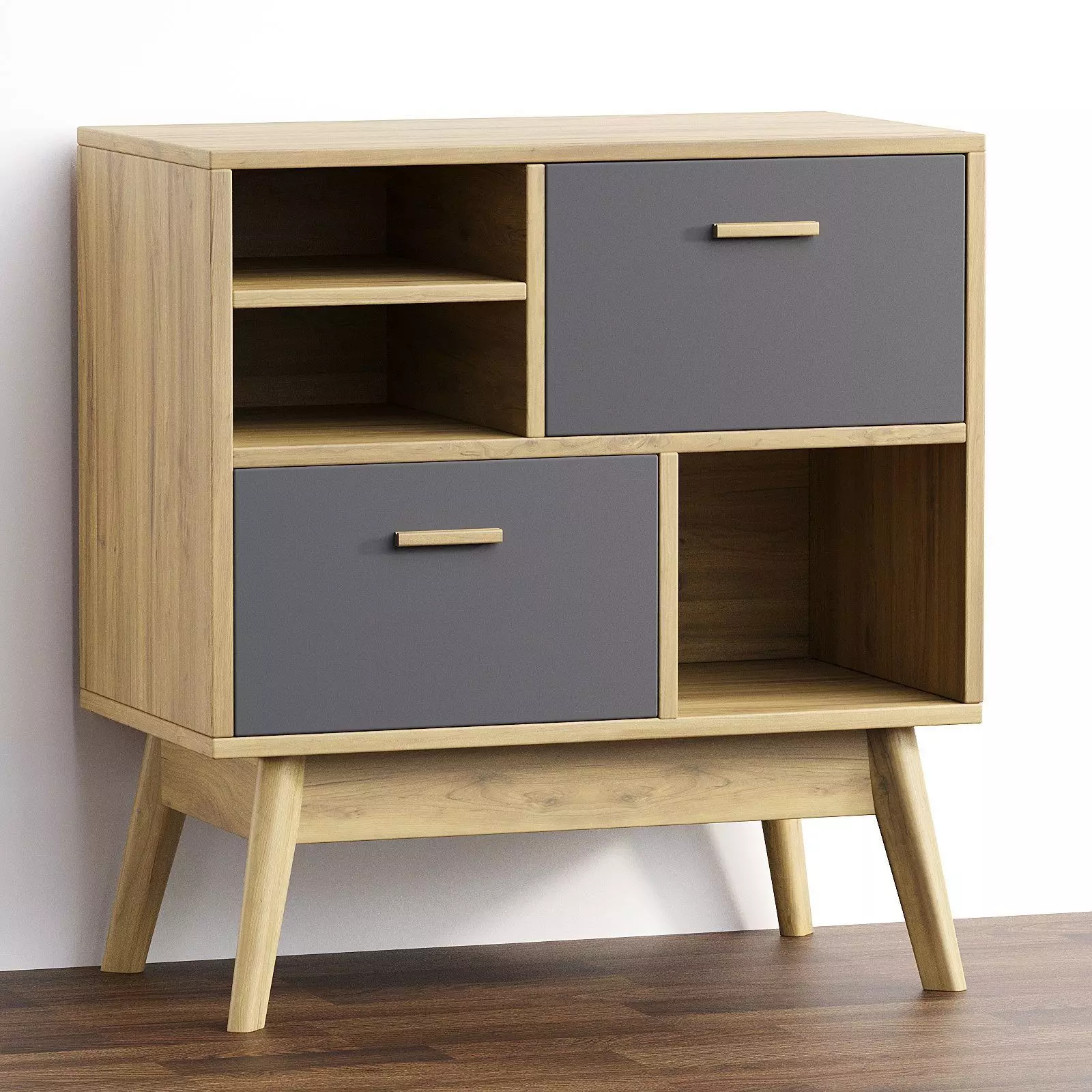 Chest of drawers Nordic 1 Wood Gray 3D model_0