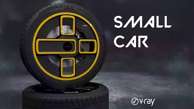 mini small yellow car tyre 3D model