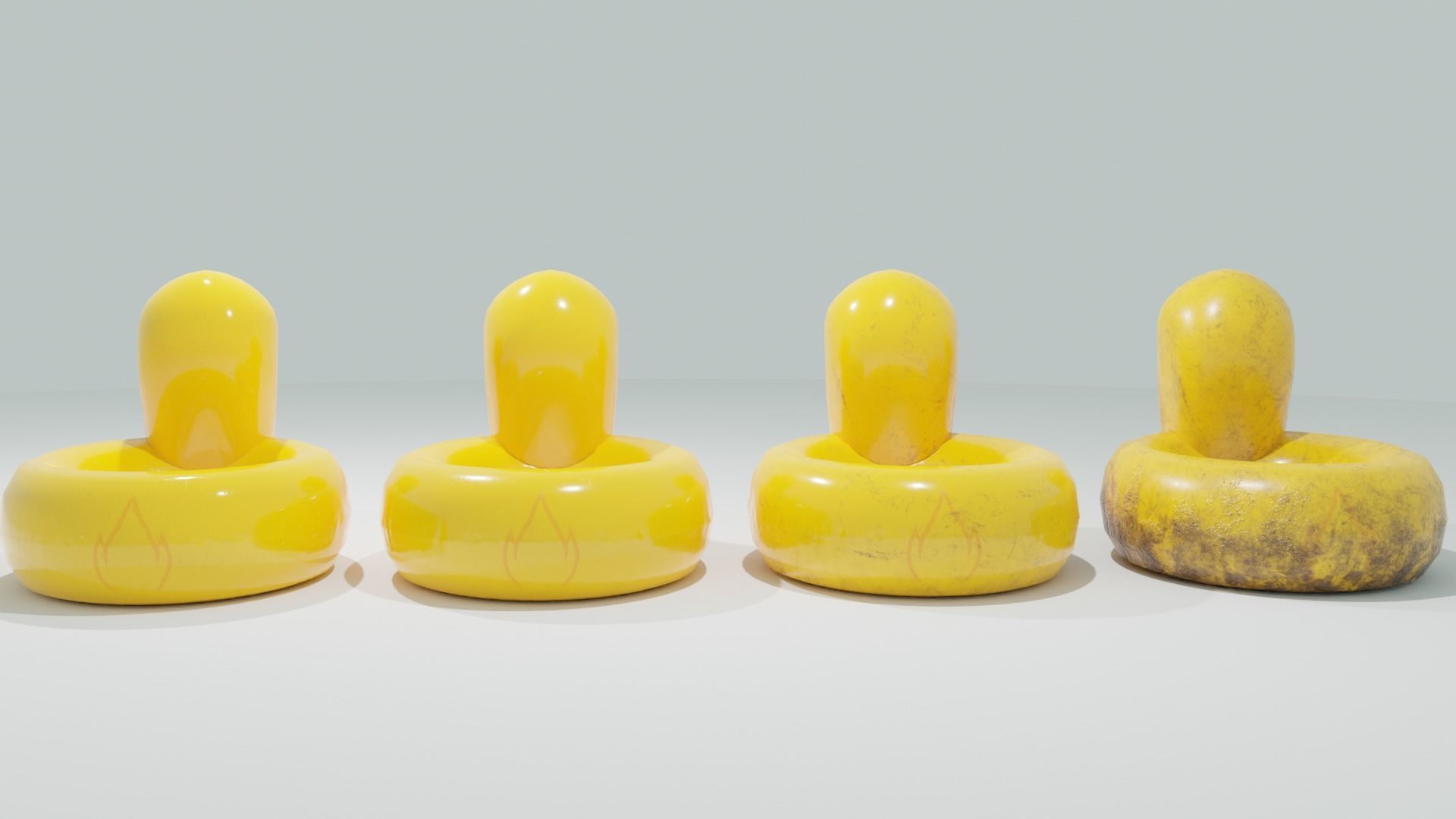 PBR Duck Inflatable Pool Float 4 Styles Low-poly 3D model_2