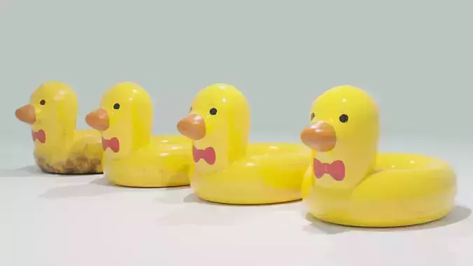 PBR Duck Inflatable Pool Float 4 Styles Low-poly 3D model