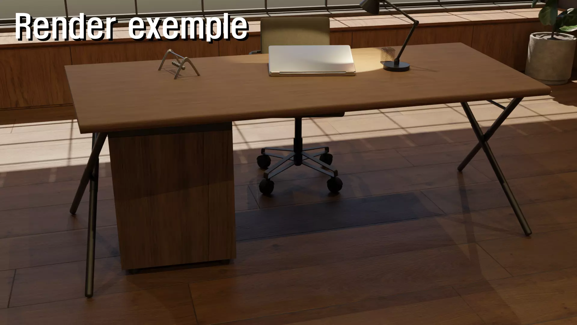 Modern desk 1 3D model_0