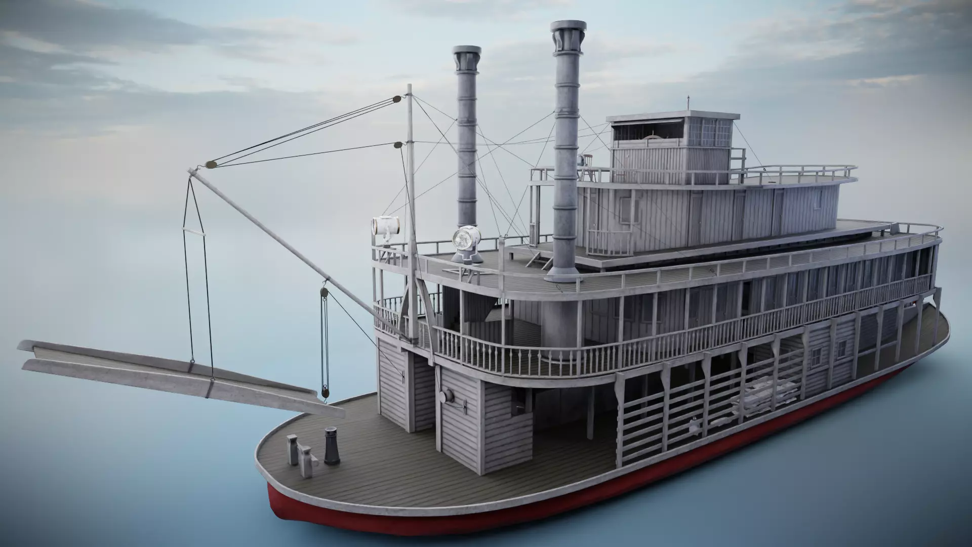 Steamboat Low-poly 3D model_0