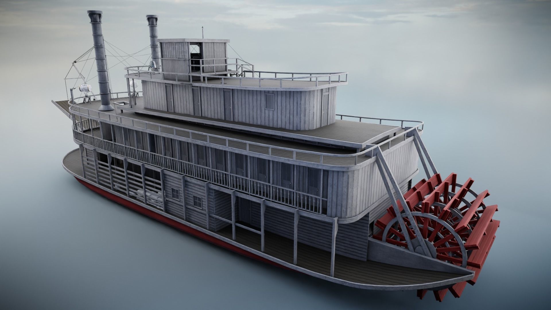 Steamboat Low-poly 3D model_12