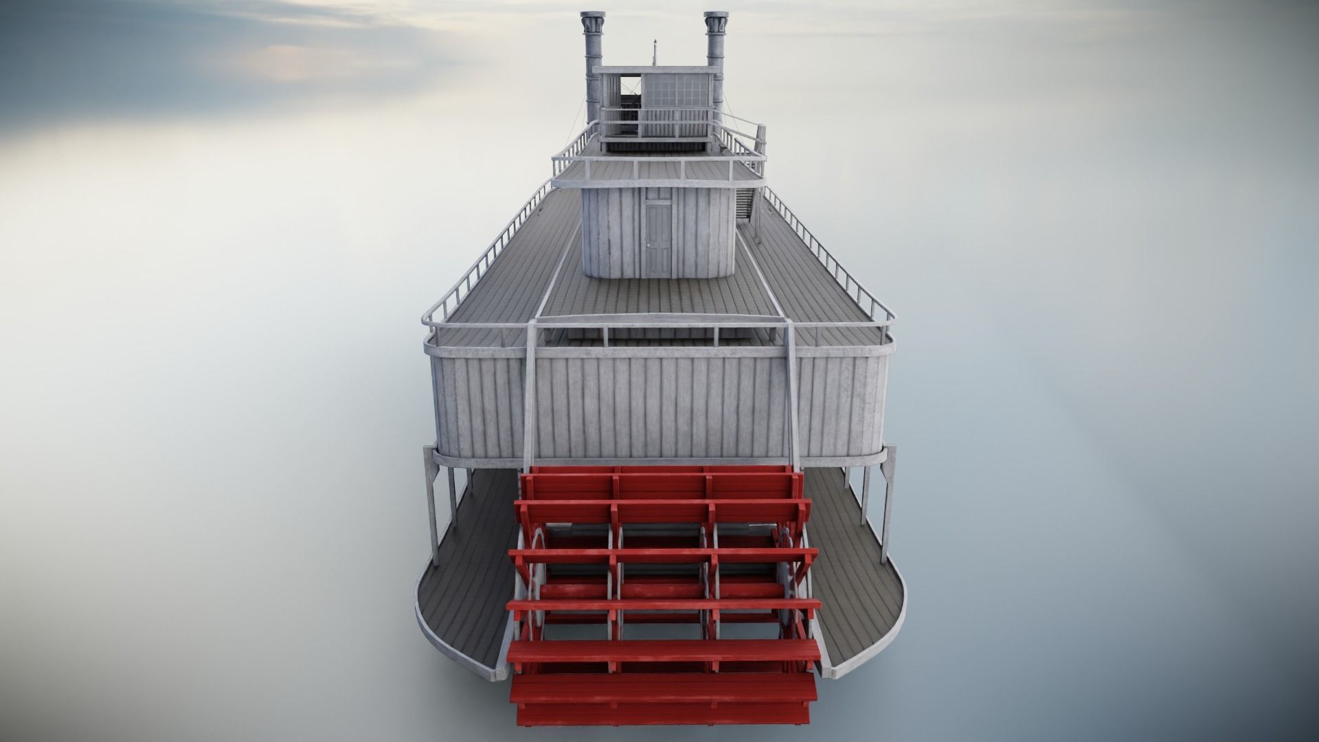 Steamboat Low-poly 3D model_10