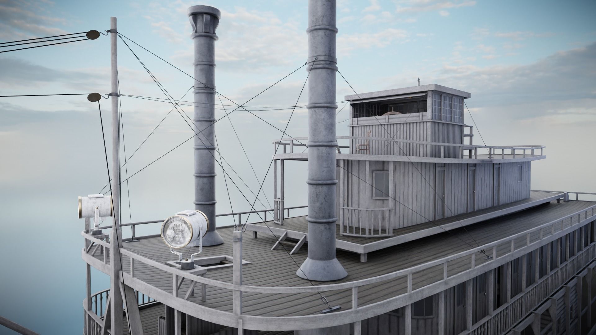 Steamboat Low-poly 3D model_16