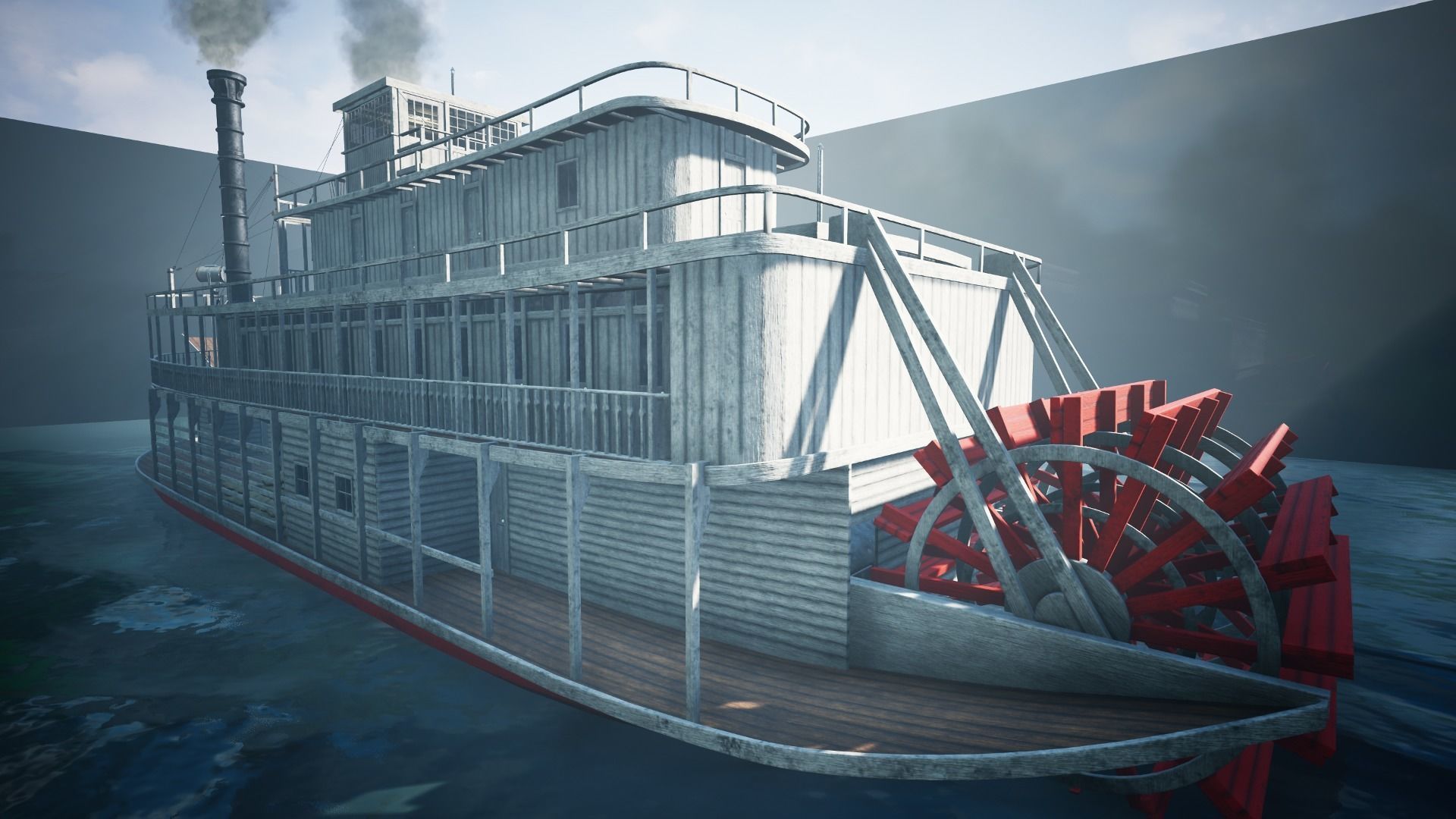 Steamboat Low-poly 3D model_13