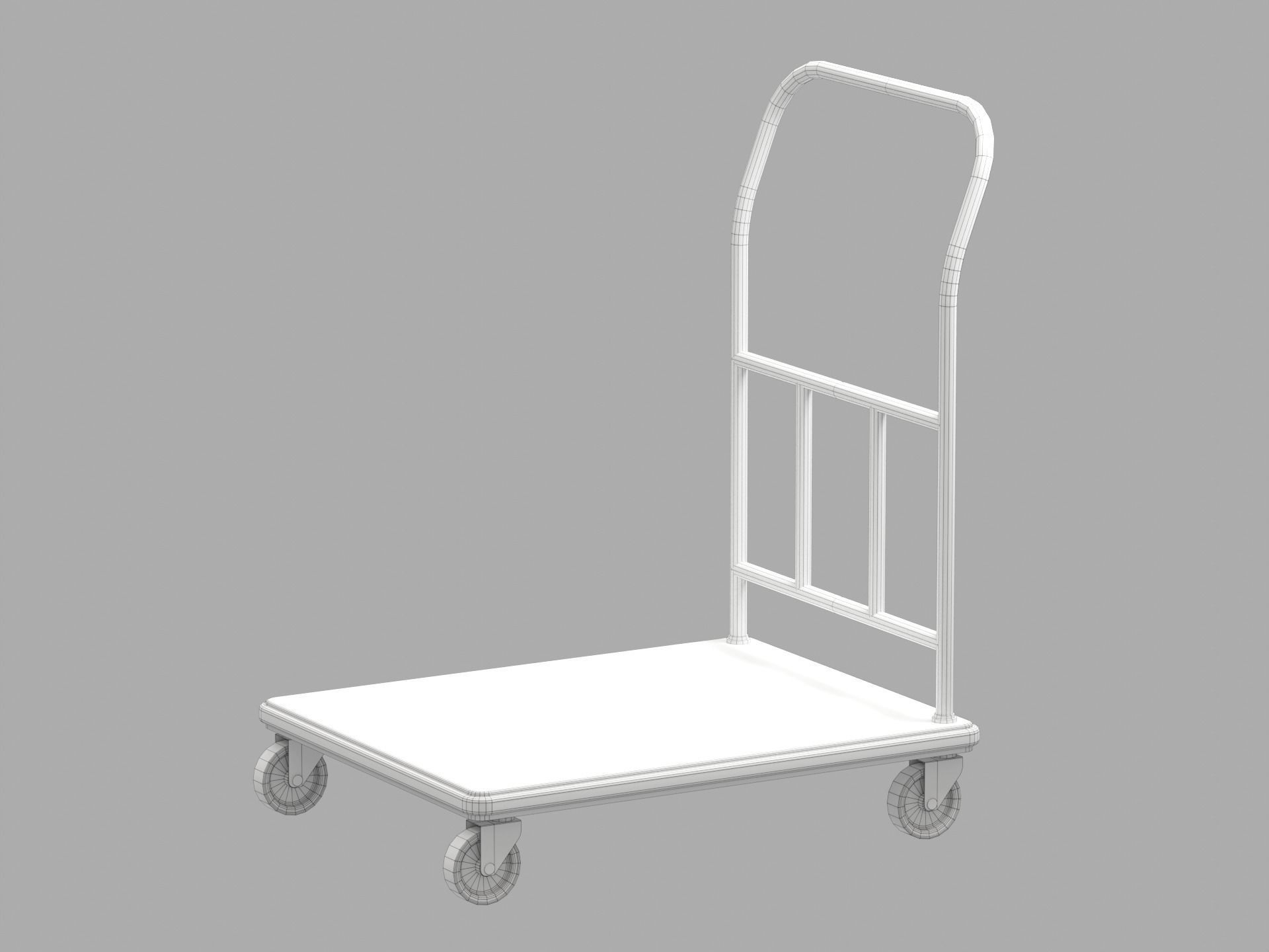 Low-Poly Luggage Trolley Low-poly 3D model_7