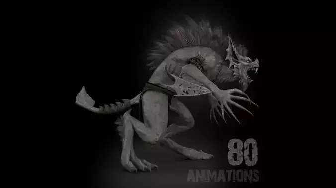 Moonshadow Beast Rigged Game Ready Low-poly 3D model