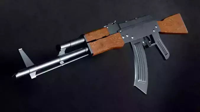  Low-Poly AK-47 Assault Rifle 3D Model for Games